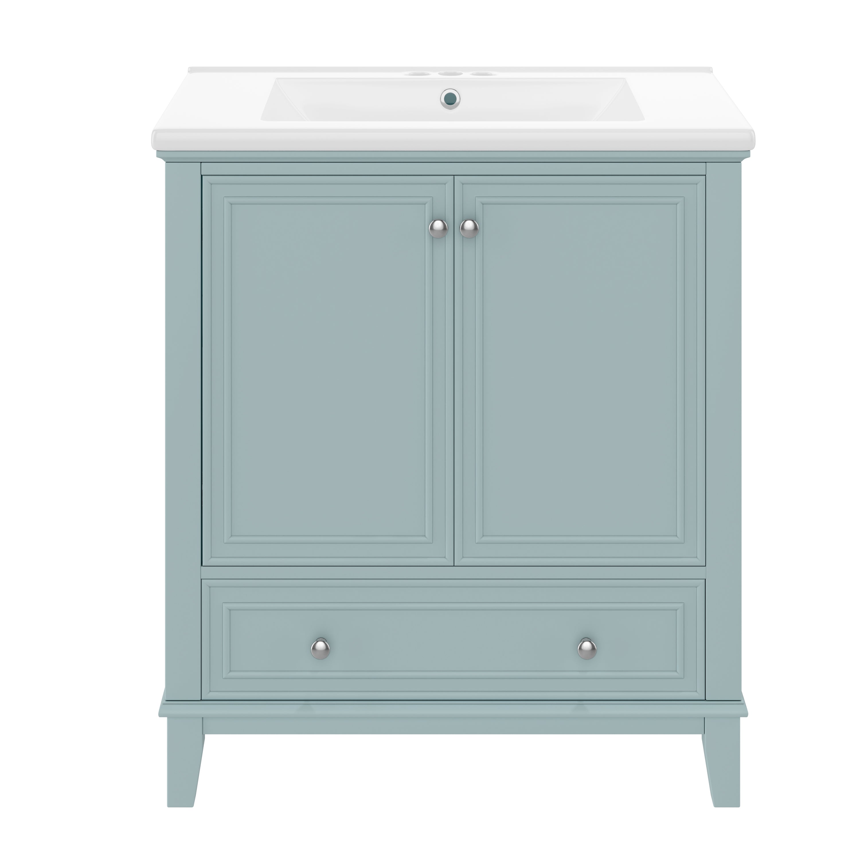 Vanityfus  28.6-in Green Bathroom Vanity Single Sink Combo Undermount with Ceramic Top 2 doors 1 drawer