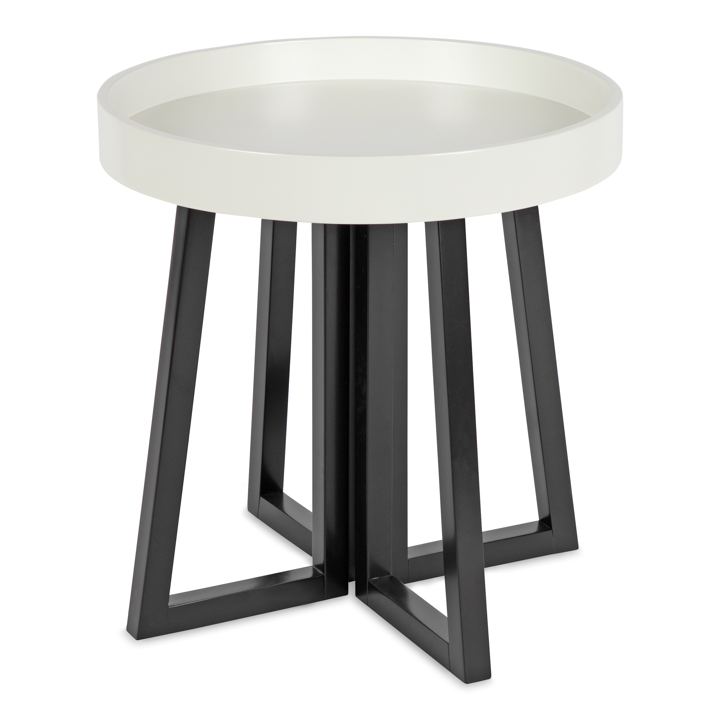 Kate and Laurel 215863 Avery 20-in W x 20-in H Black/White Composite Round Modern End Table Assembly Required