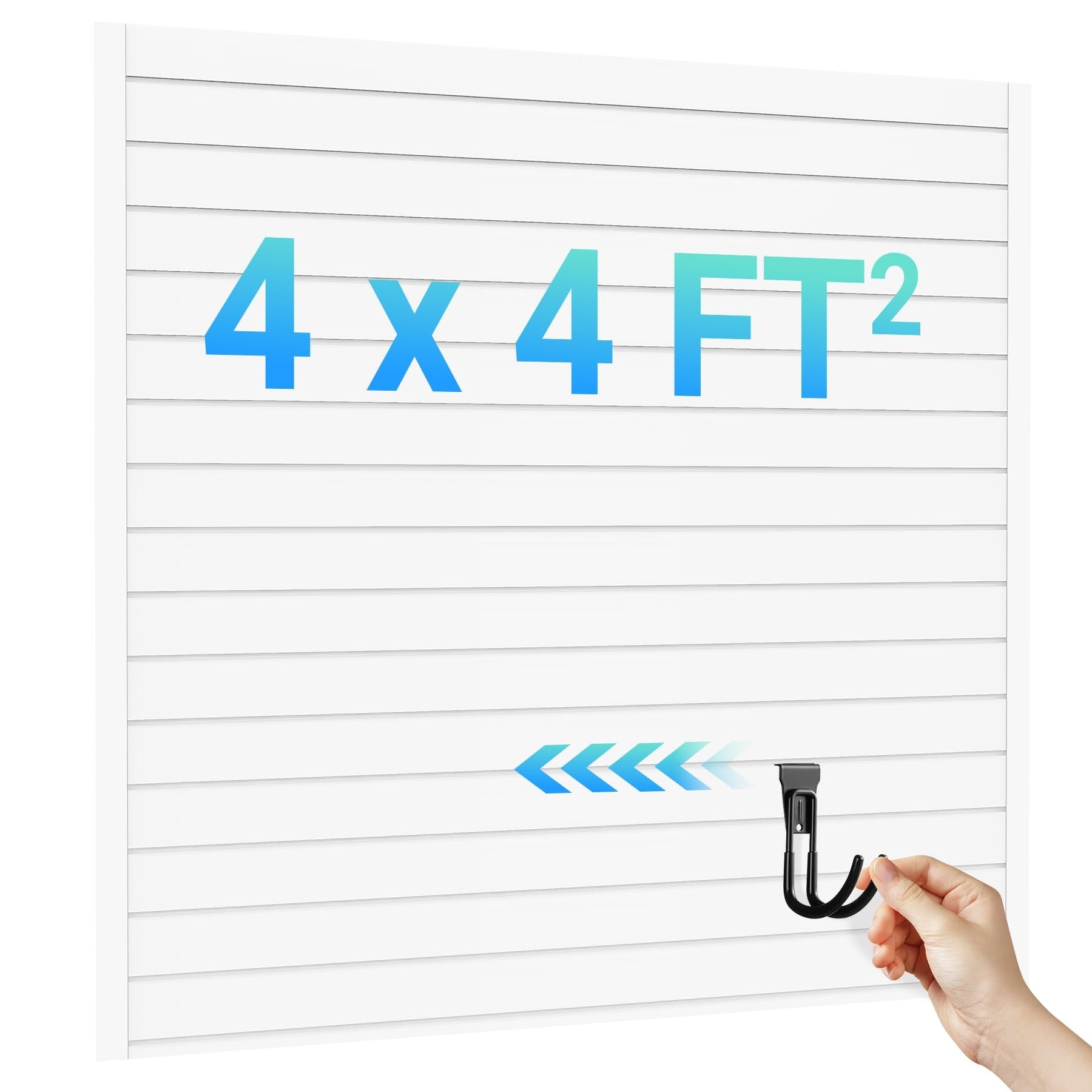 Etokfoks  4ft x 4ft PVC Slatwall Panel White Waterproof UV Resistant 75 lb sq ft Capacity 1 Pack