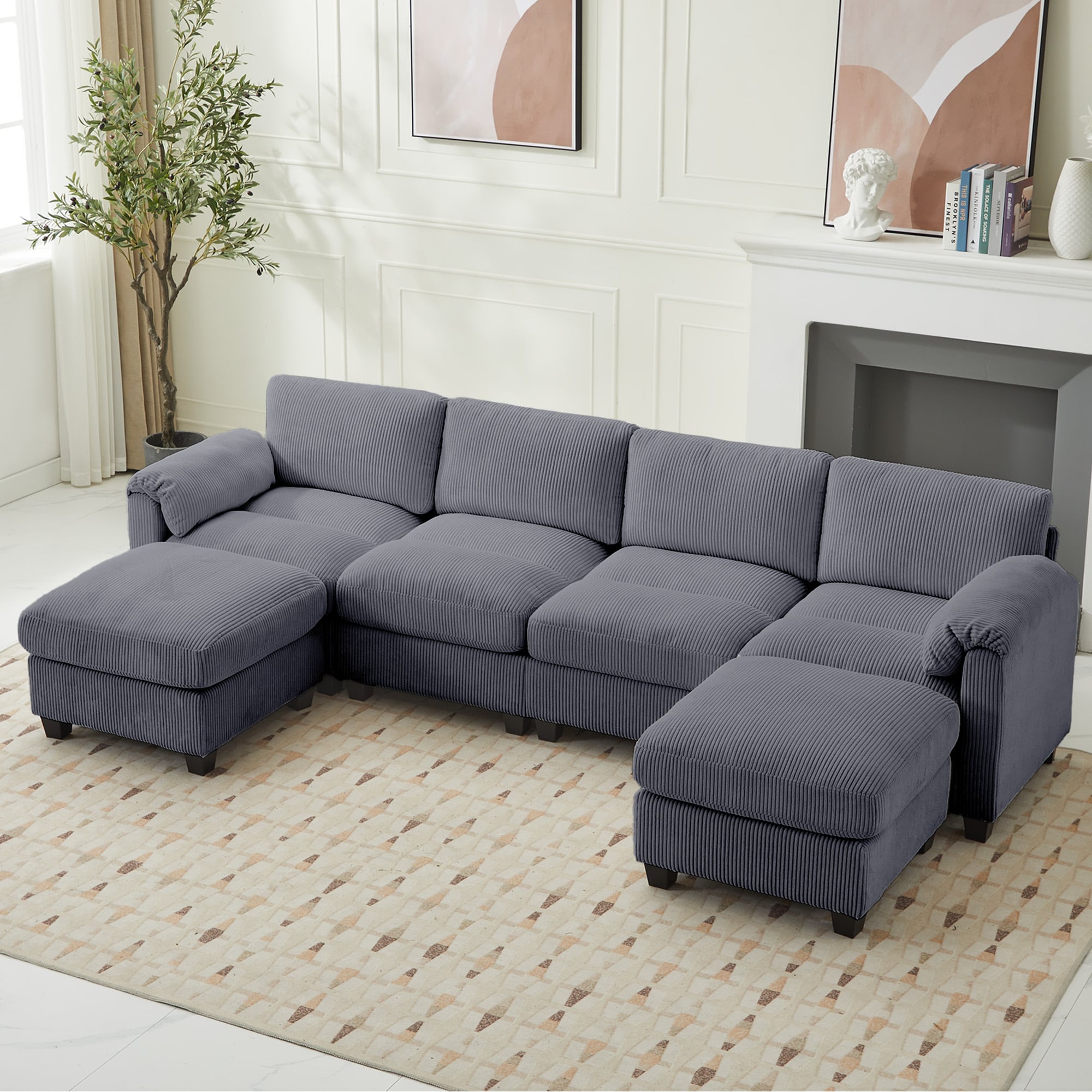VOUA SAF-DXDRZJ4-DG1 115-in Casual Dark Gray Sectional