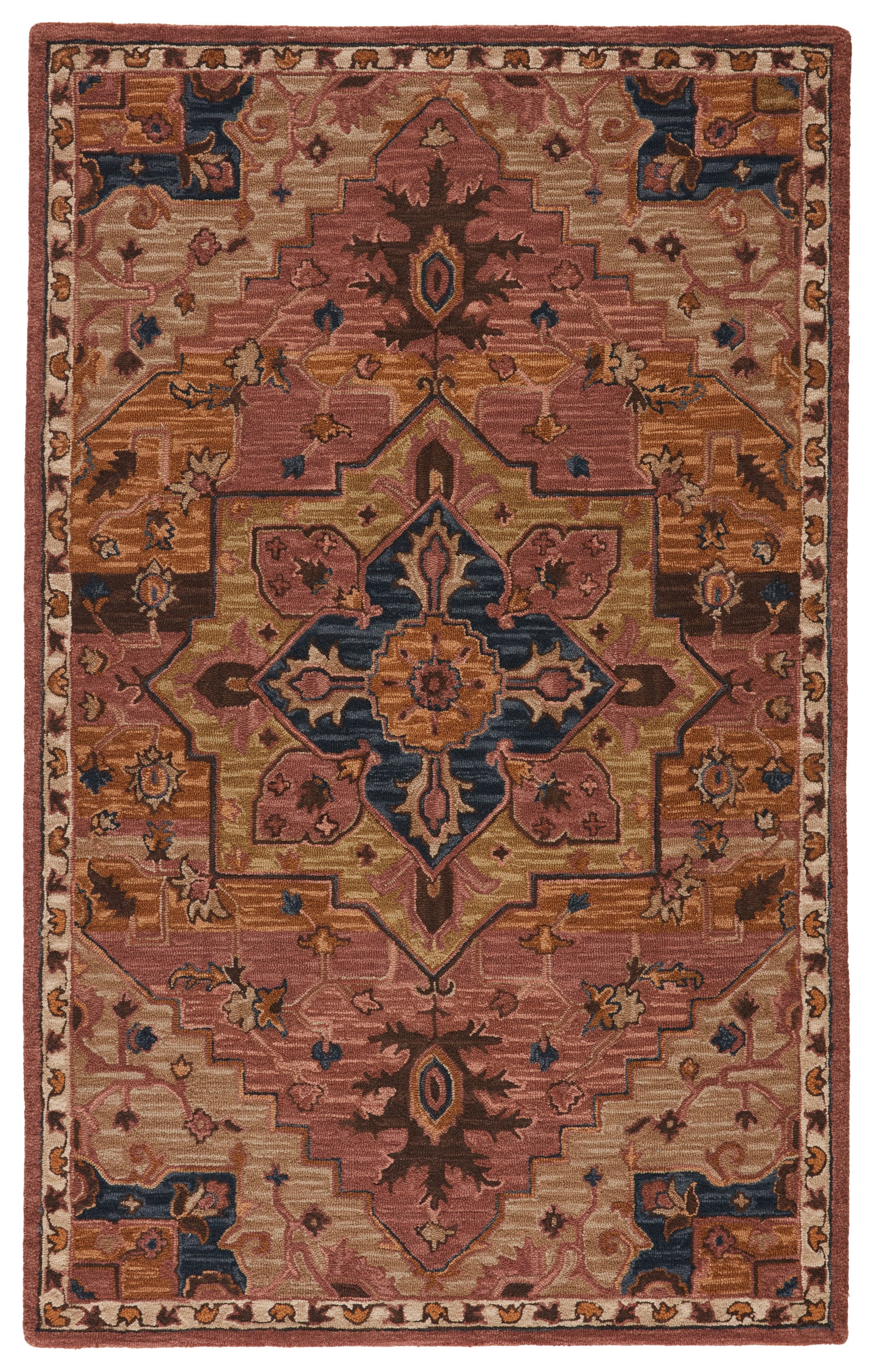 Handmade Tufted Medallion 5' x 8' Blue Wool Area Rug