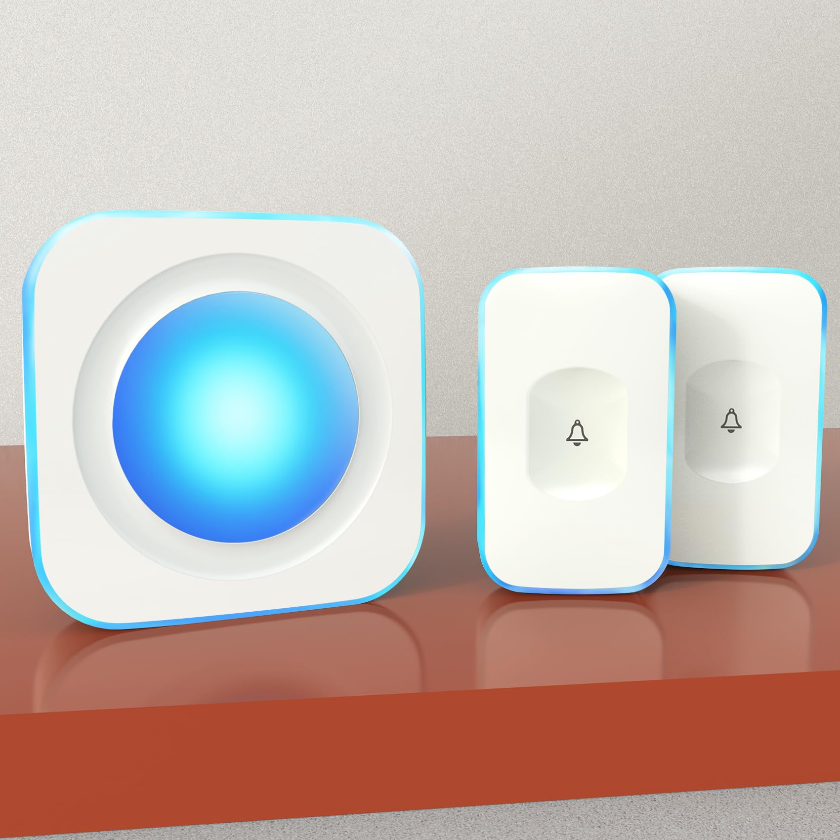 AKSCYZM  Wireless Doorbell Waterproof 1200 Feet Range Flash Light 36 Melodies 4 Volume Levels for Hearing Impaired 1 Receiver 2 Buttons Set White