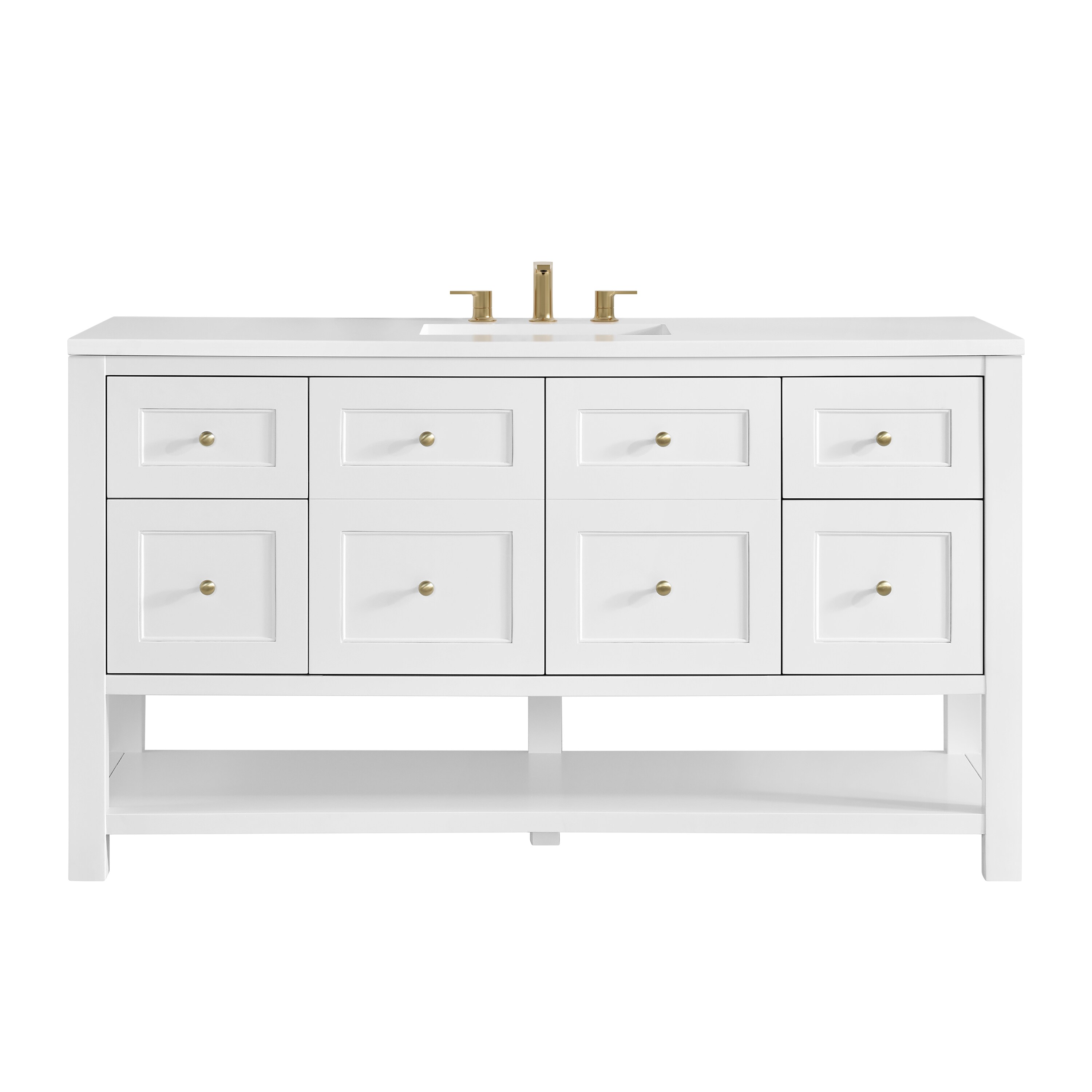 James Martin Vanities 330-V60S-BW-3WZ Breckenridge 60-in Bright White Undermount Single Sink Bathroom Vanity with White Zeus Quartz Top