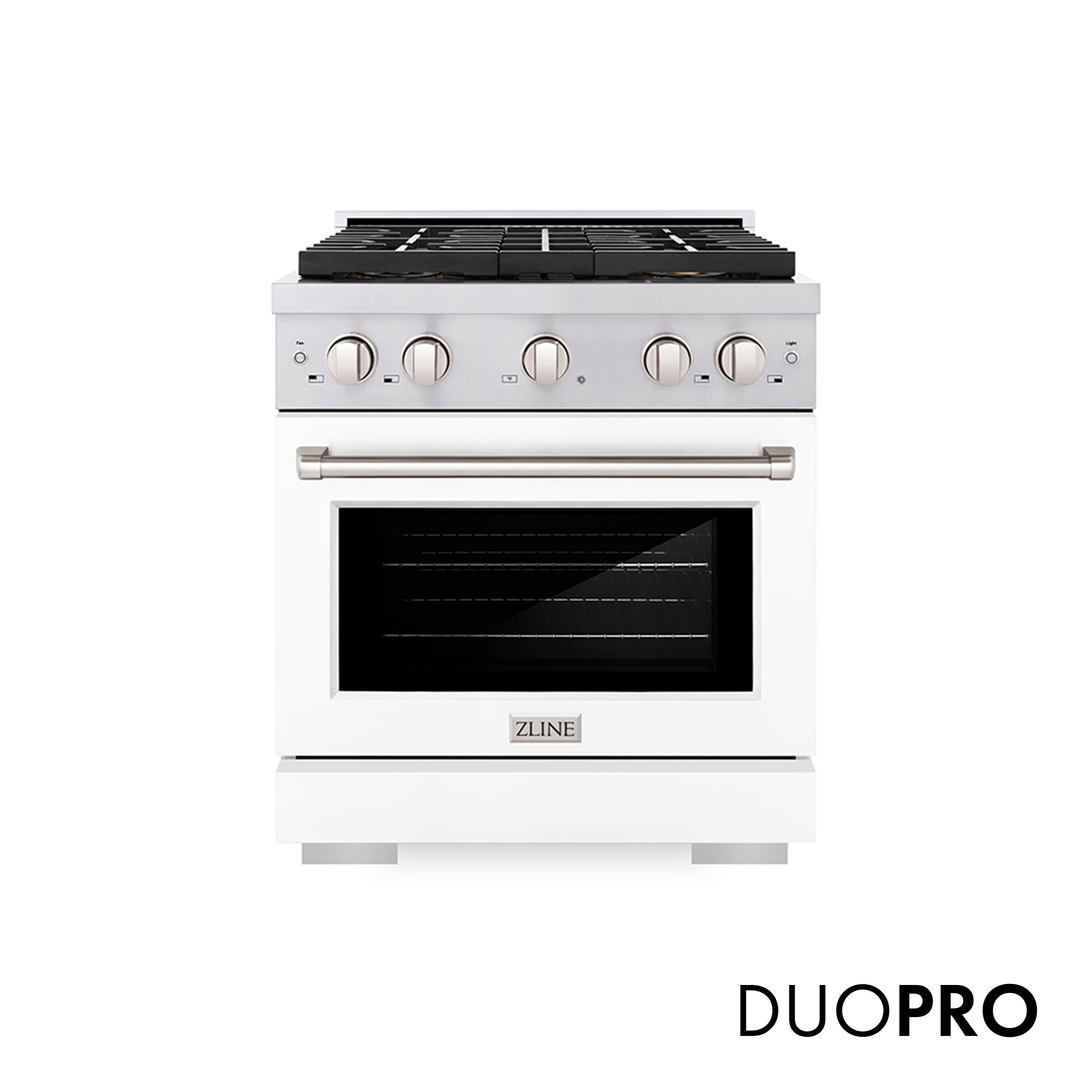 Paramount 30-in Deep recessed 4 burners Convection Oven Freestanding Dual Fuel Range ( Stainless Steel w/White Matte Door )