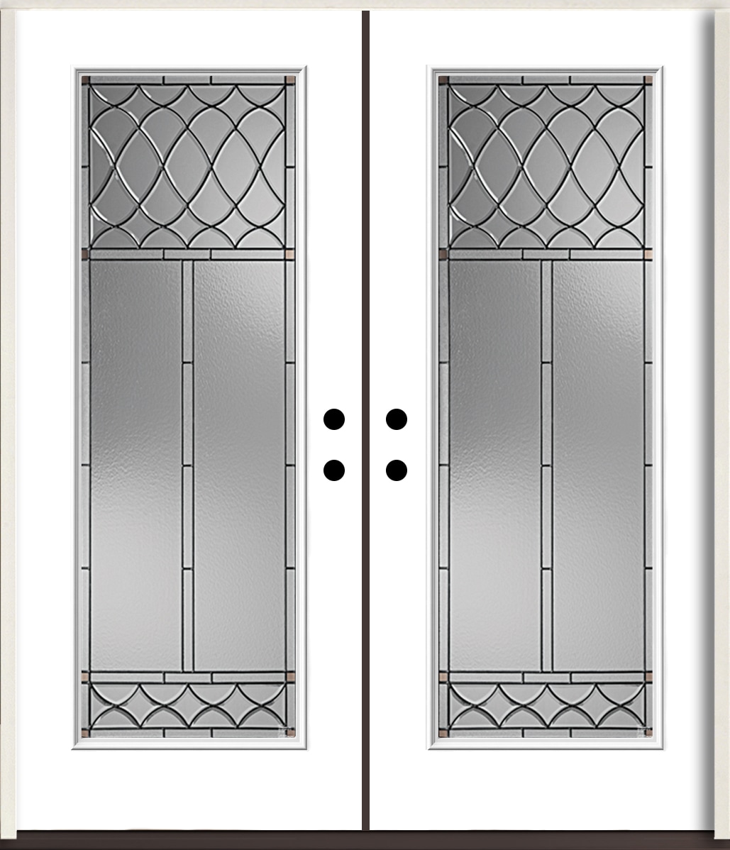 RELIABILT LO964041 Sheldon 72-in x 80-in x Fiberglass Full lite Right-hand inswing Modern White Paint Painted Prehung Double Front Door Insulating core