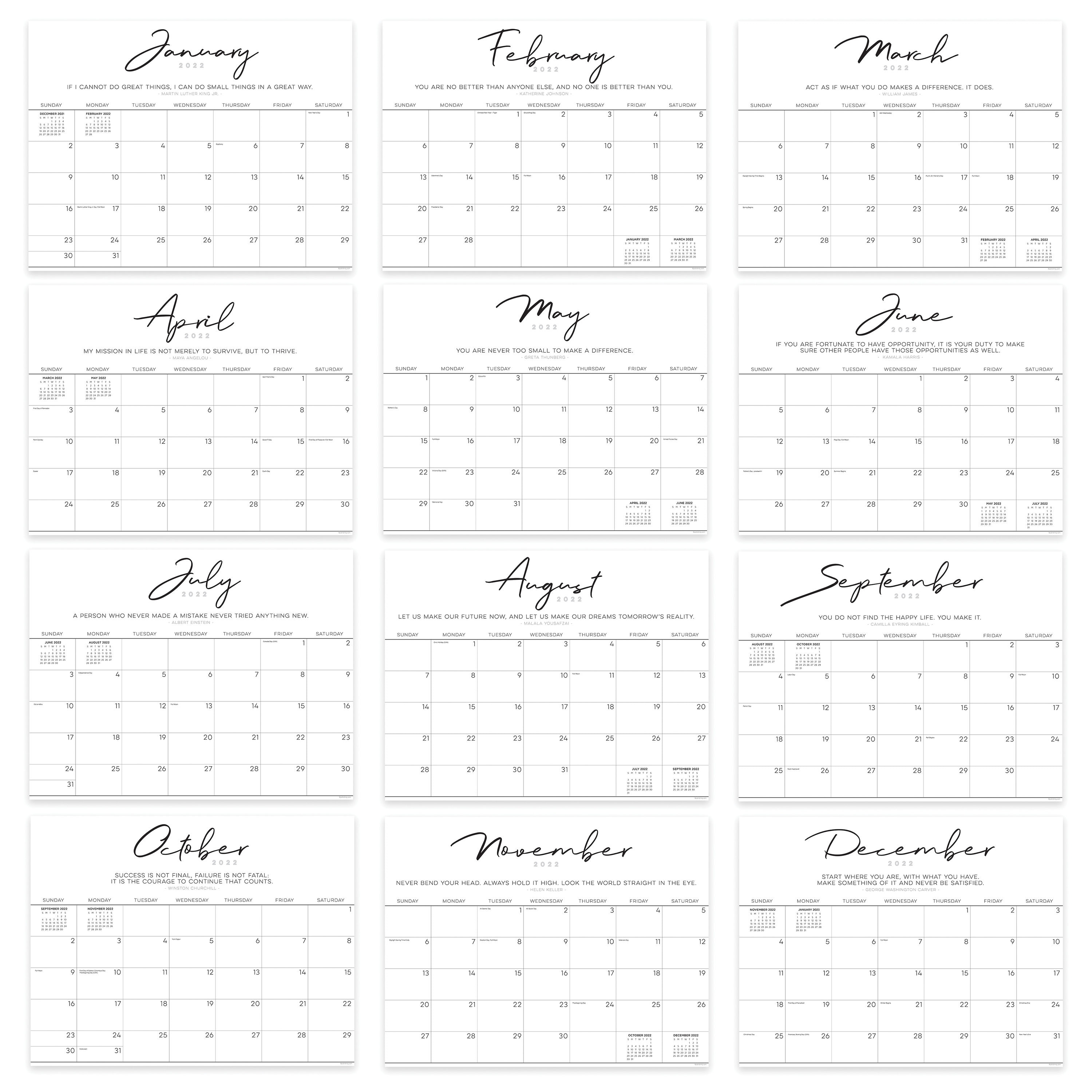 TF Publishing 2022 Black and White Script Desk Pad Monthly Blotter ...