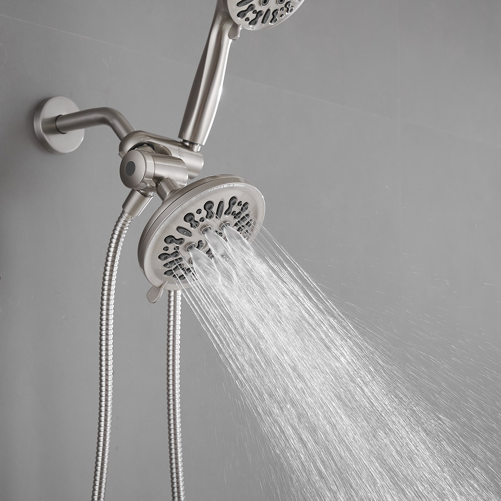 Brushed Nickel Dual Function Handheld Rain Shower Faucet Set