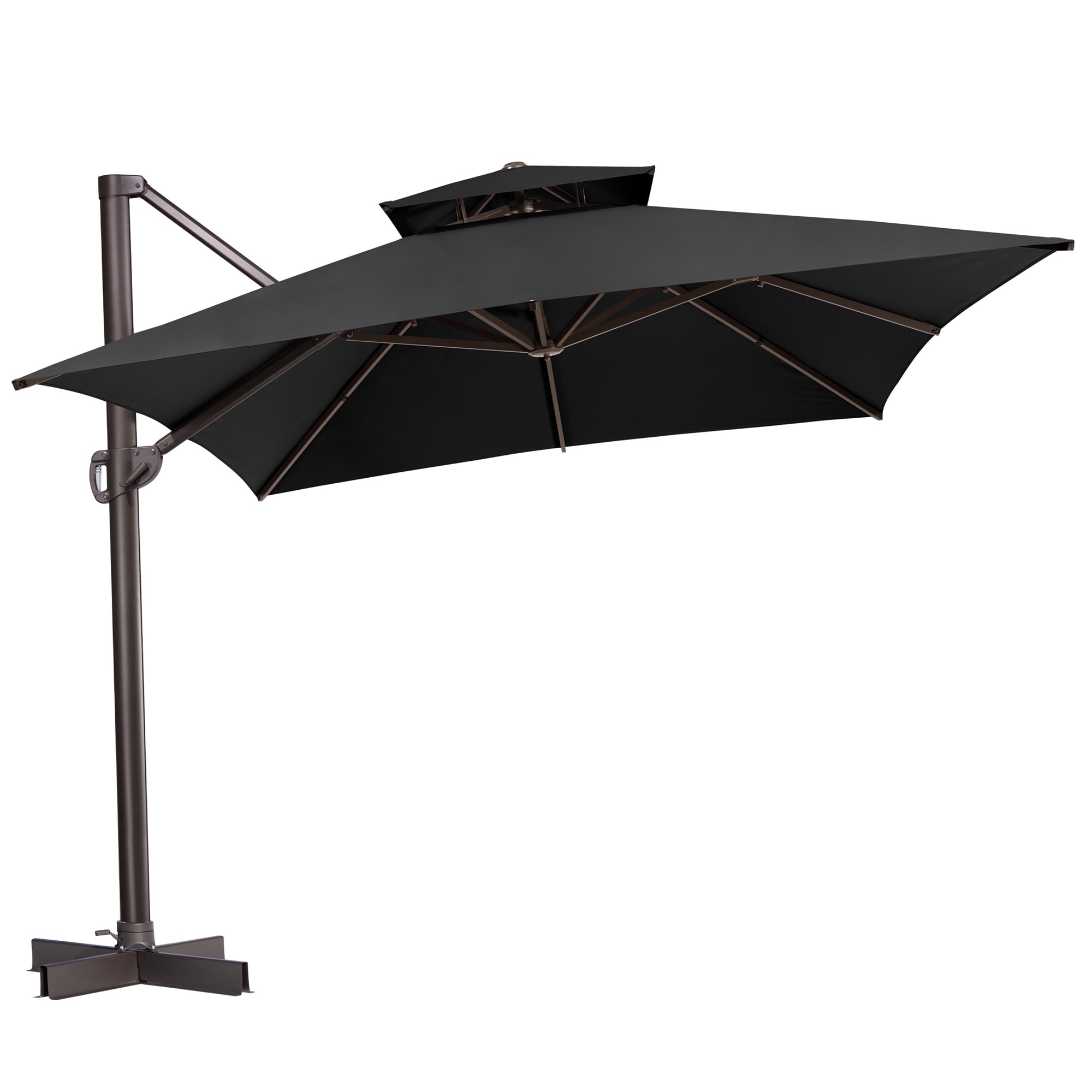 Crestlive Products CL-PU046BLK 13-ft Aluminum Black Slide-tilt Cantilever Patio Umbrella
