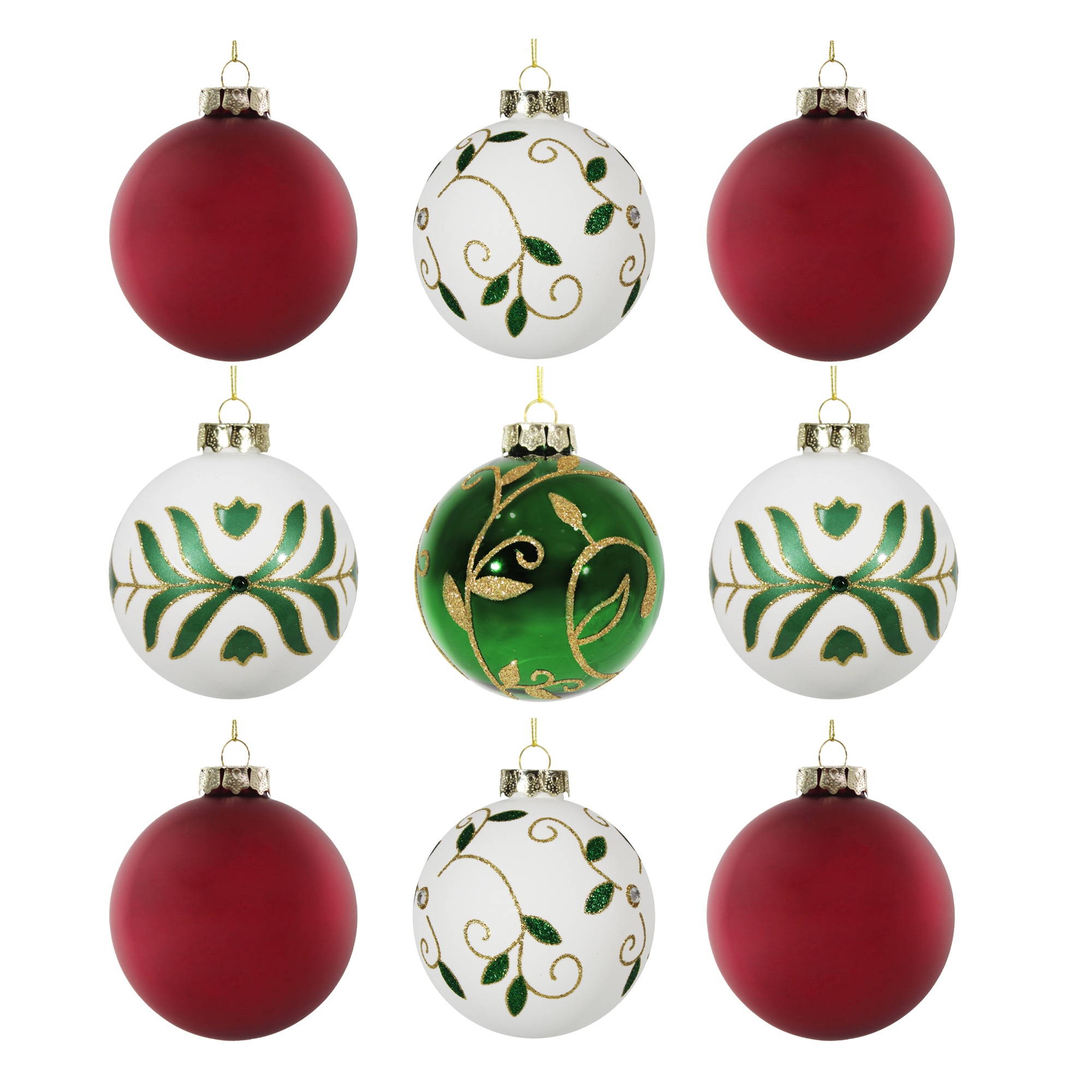 Holiday Living 9-Pack Multiple Colors/Finishes Ball Indoor Ornament Set ...