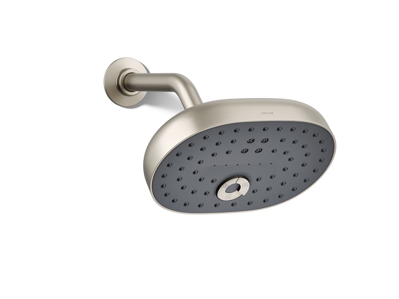 KOHLER 26290-BN Statement 3 -Spray Vibrant Brushed Nickel 7.94-in Oblong Fixed High Pressure Shower Head 2.5 GPM