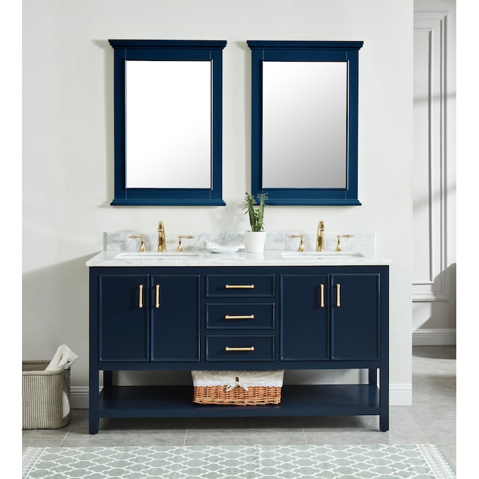 Allen Roth Presnell 60 In Navy Blue, Navy Blue Bathroom Cabinets