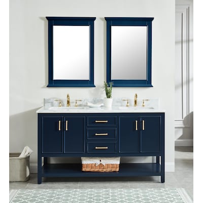 Allen Roth Presnell 61 In Navy Blue, Double Sink And Vanity