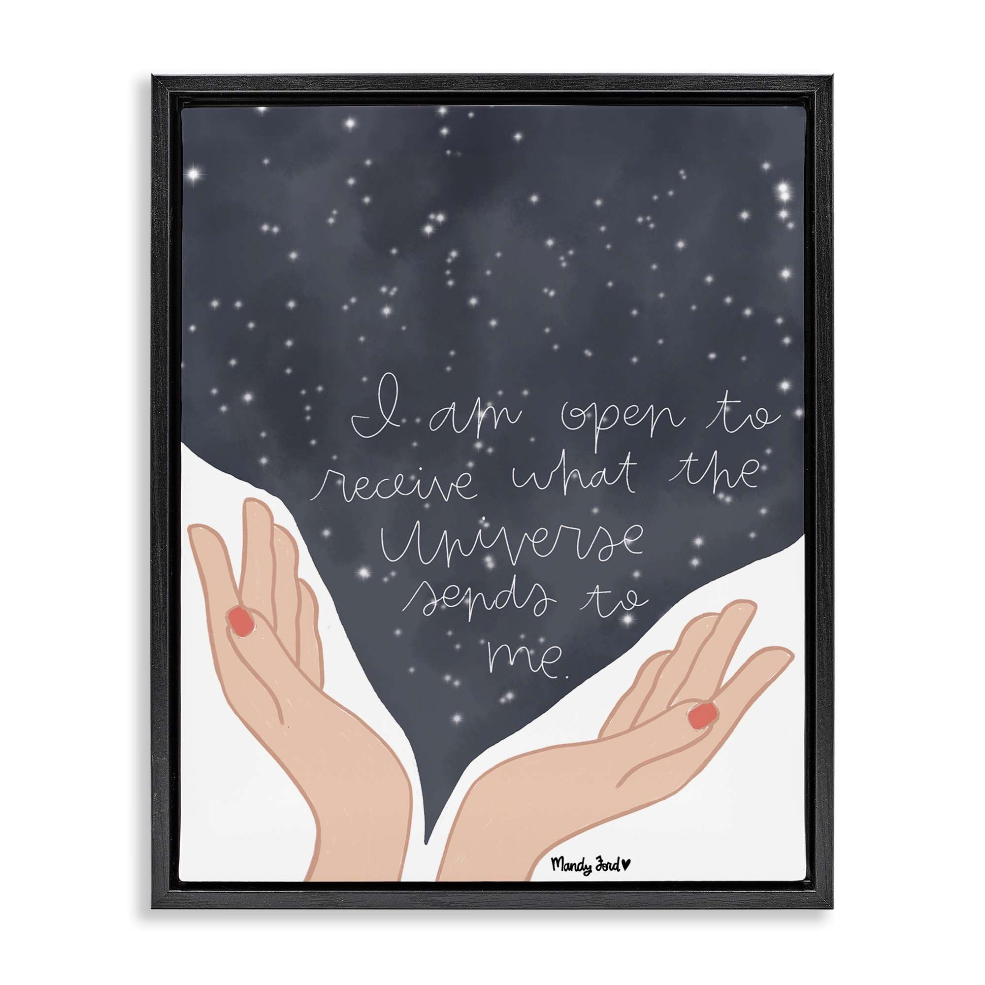 Stupell Industries BS-308-FFB-16X20 Receive What Universe Sends Black Framed Floater Canvas Wall Art By Mandy Ford Art + Illustration 17 x 21