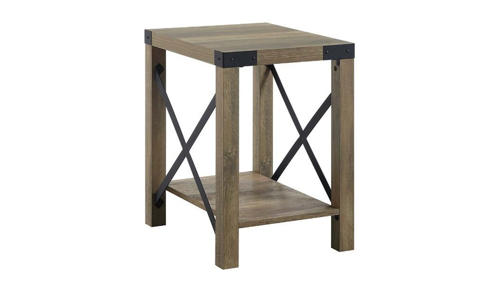 HomeRoots 4000486416 16-Inches W x 22-Inches H Rustic Oak Finish Wood veneer Rectangular Modern End Table with Storage Assembly Required