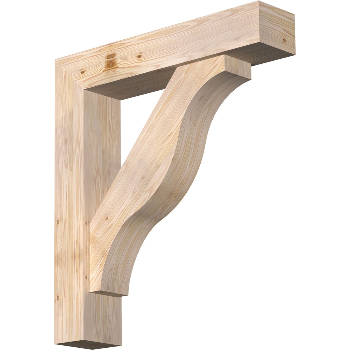 Ekena Millwork 1462597 Funston Block Smooth Bracket with Offset Brace Douglas Fir Wood Standard Bracket