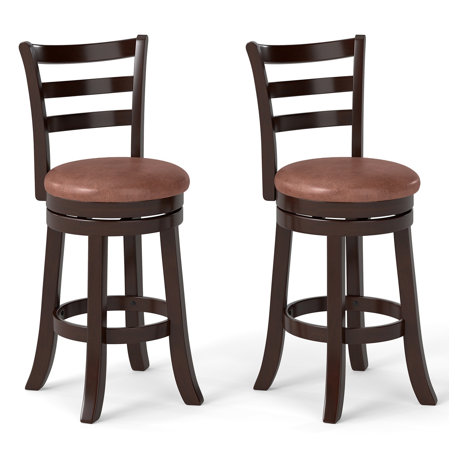 Costway CSHY001828 26 inches Counter Height Swivel Barstools Set of 2 with Back Faux Leather Seat for Pub