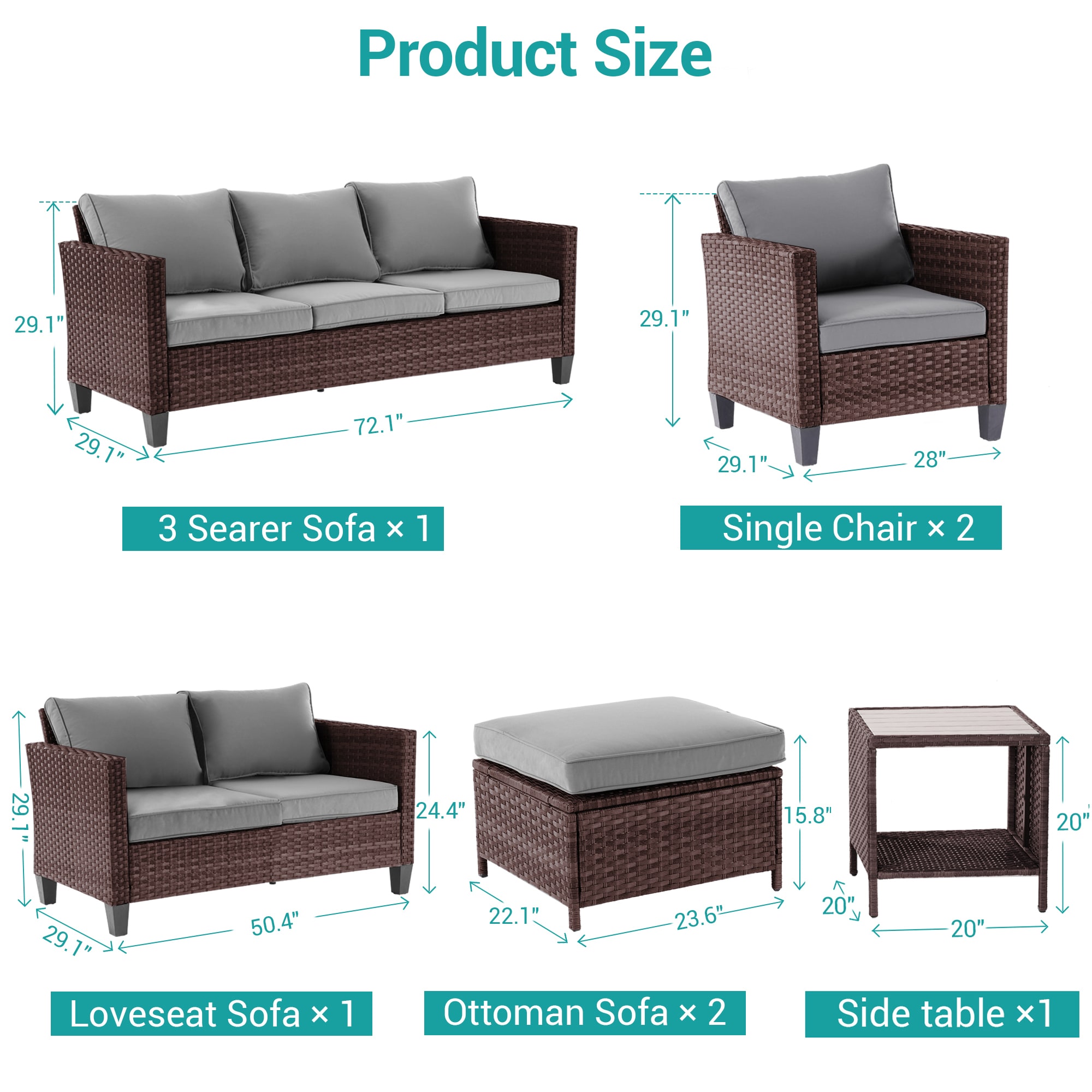 Sonkuki SD-PS-115BGY-S3T3 Patio-Conversation-Sets - View #2