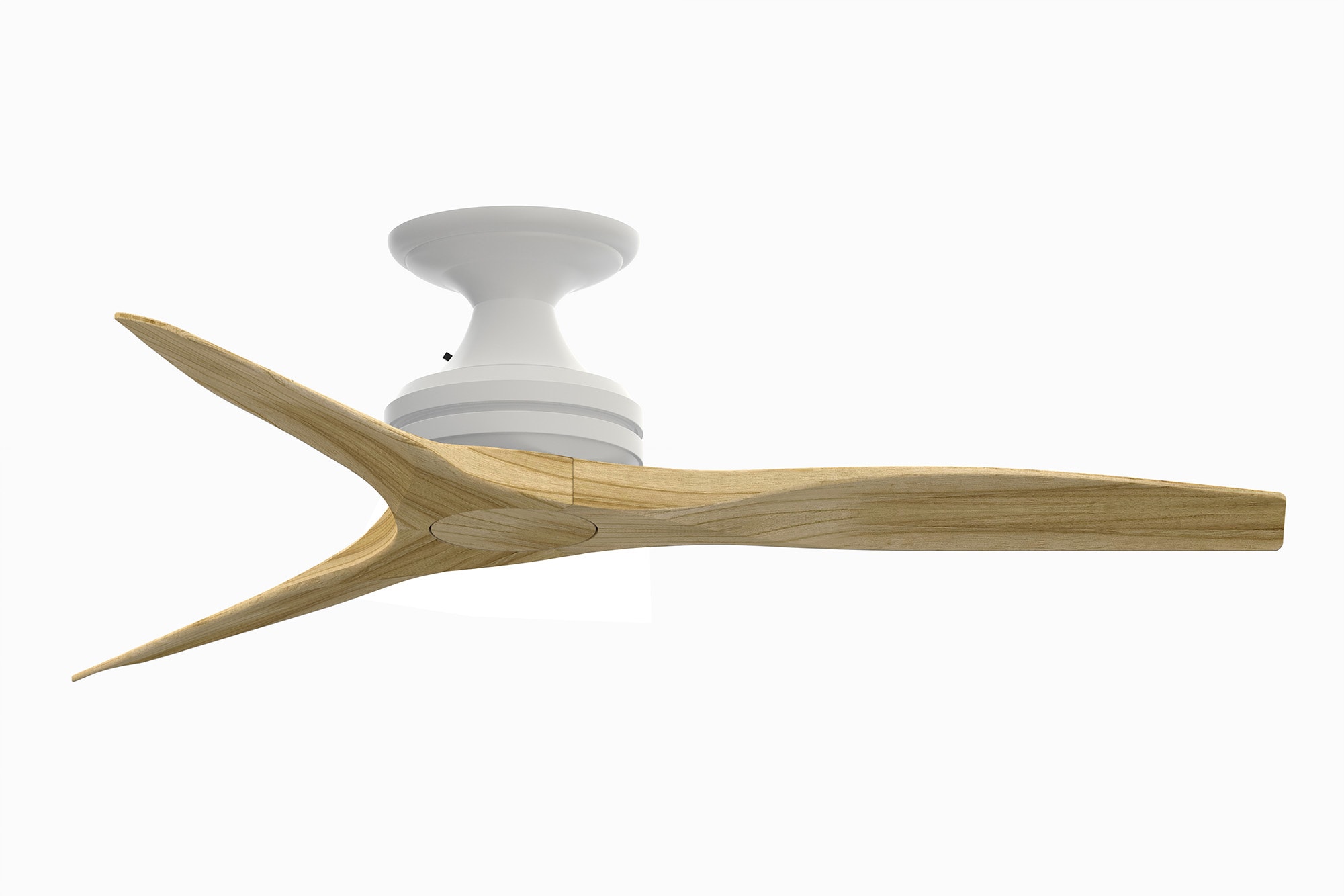 Fanimation FP6721BMW-48N-F Spitfire 48-in Outdoor Flush Mount Matte White with Natural Blades Propeller Ceiling Fan Light Kit Compatible - Remote Included ( 3 -Blade )