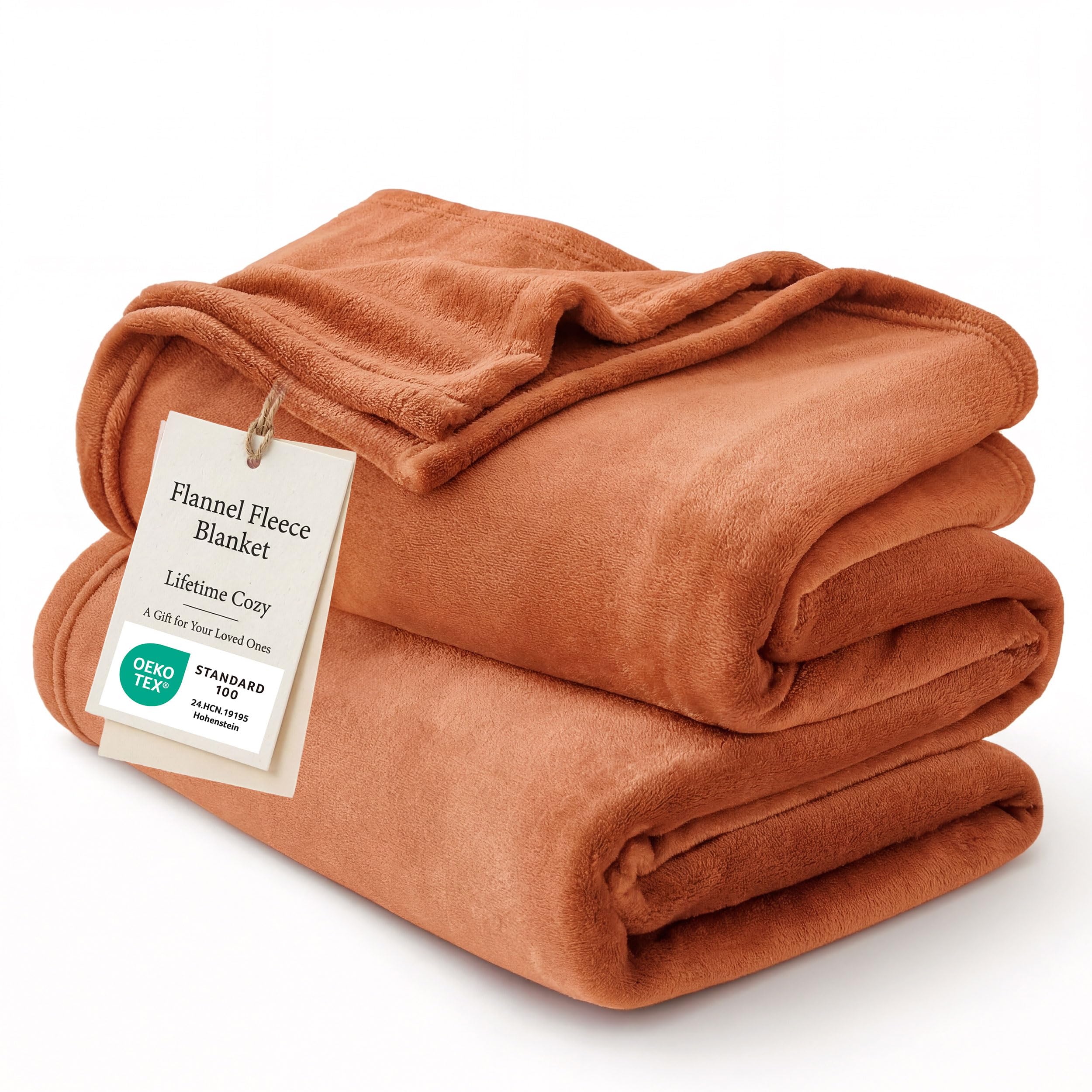 Bedsure Travel Ultra Soft Lightweight Fuzzy Flannel Fleece Blanket in Orange 43x55 Inch for Bed Extra Warm Cozy Year Round Breathable Durable Plush Snug Comfortable All Season Home Bedding Accessory