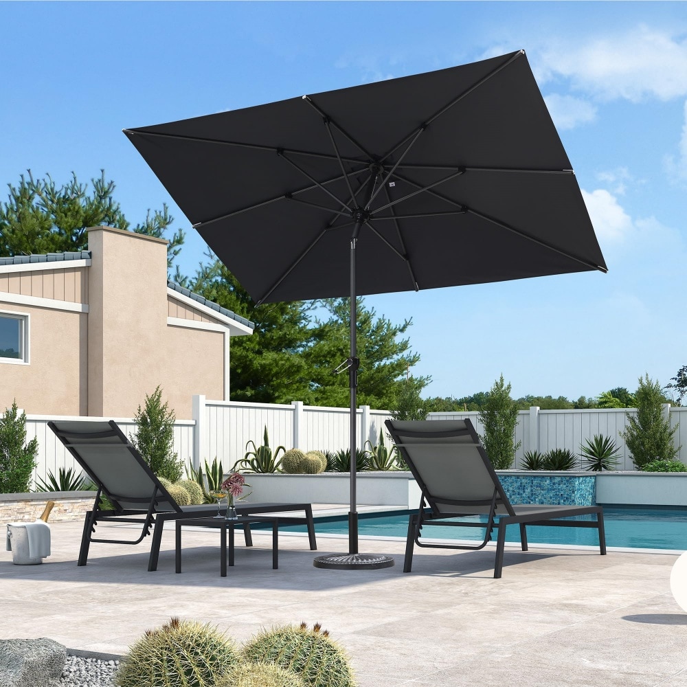 PURPLE LEAF LS03-MLZXRC0609-GY 6-ft Aluminum Gray Crank Market Patio Umbrella
