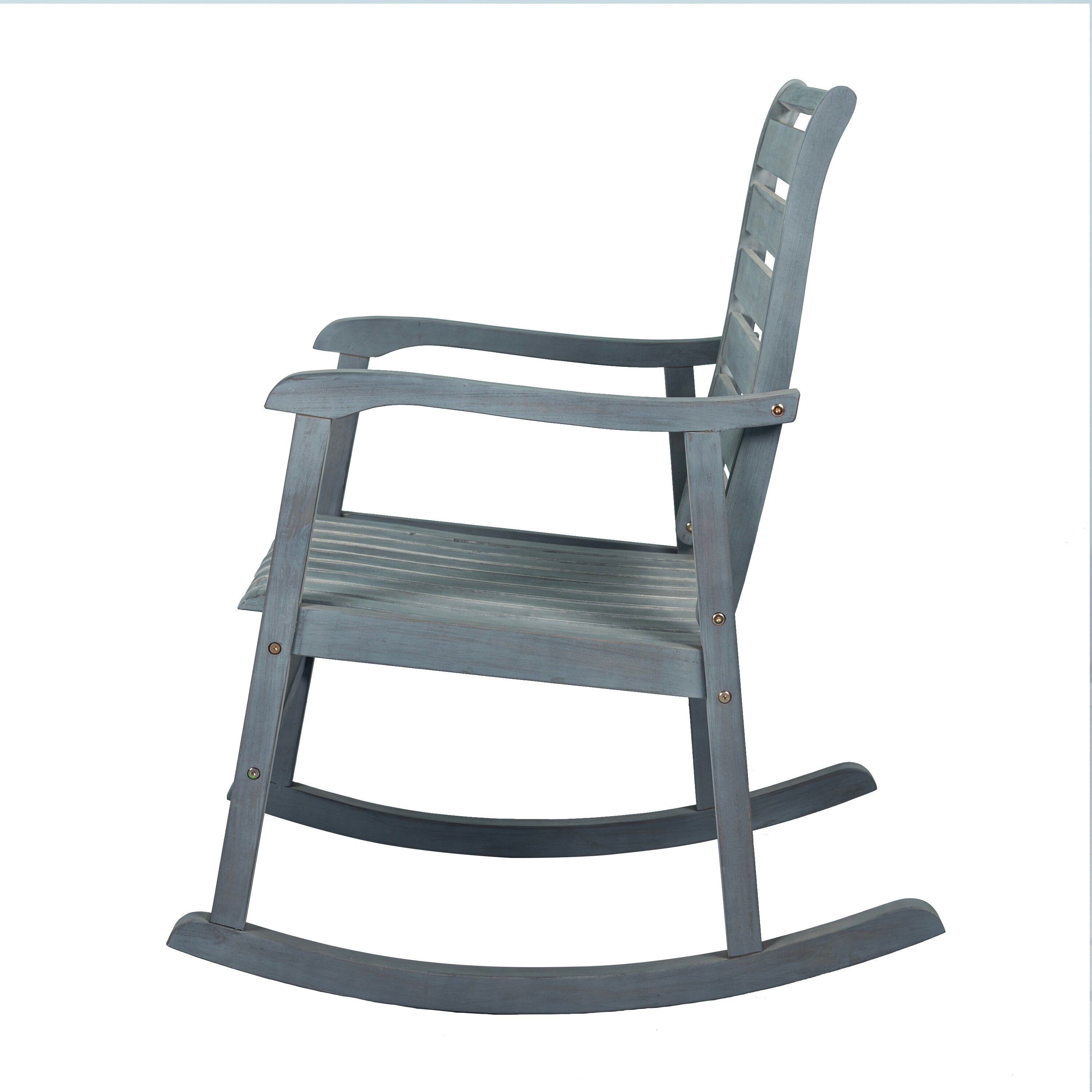 JONATHAN Y Carey Gray Wood Frame Rocking Chair(s) with Solid Seat in the  Patio Chairs department at