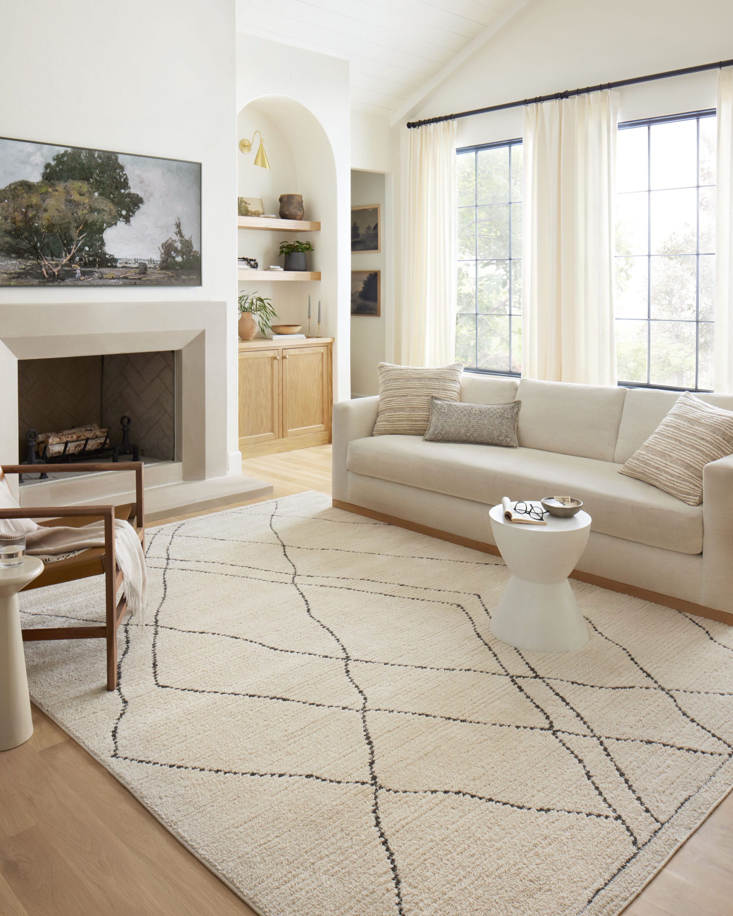 Loloi II Fabian Ivory / Charcoal 5'-3" x 7'-6" Area Rug