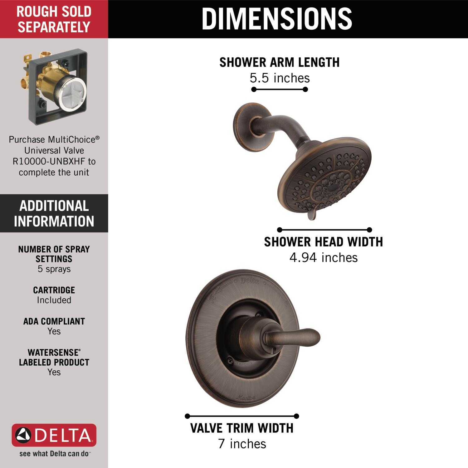 Delta T14294-RB Tub-Shower-Faucets - View #3