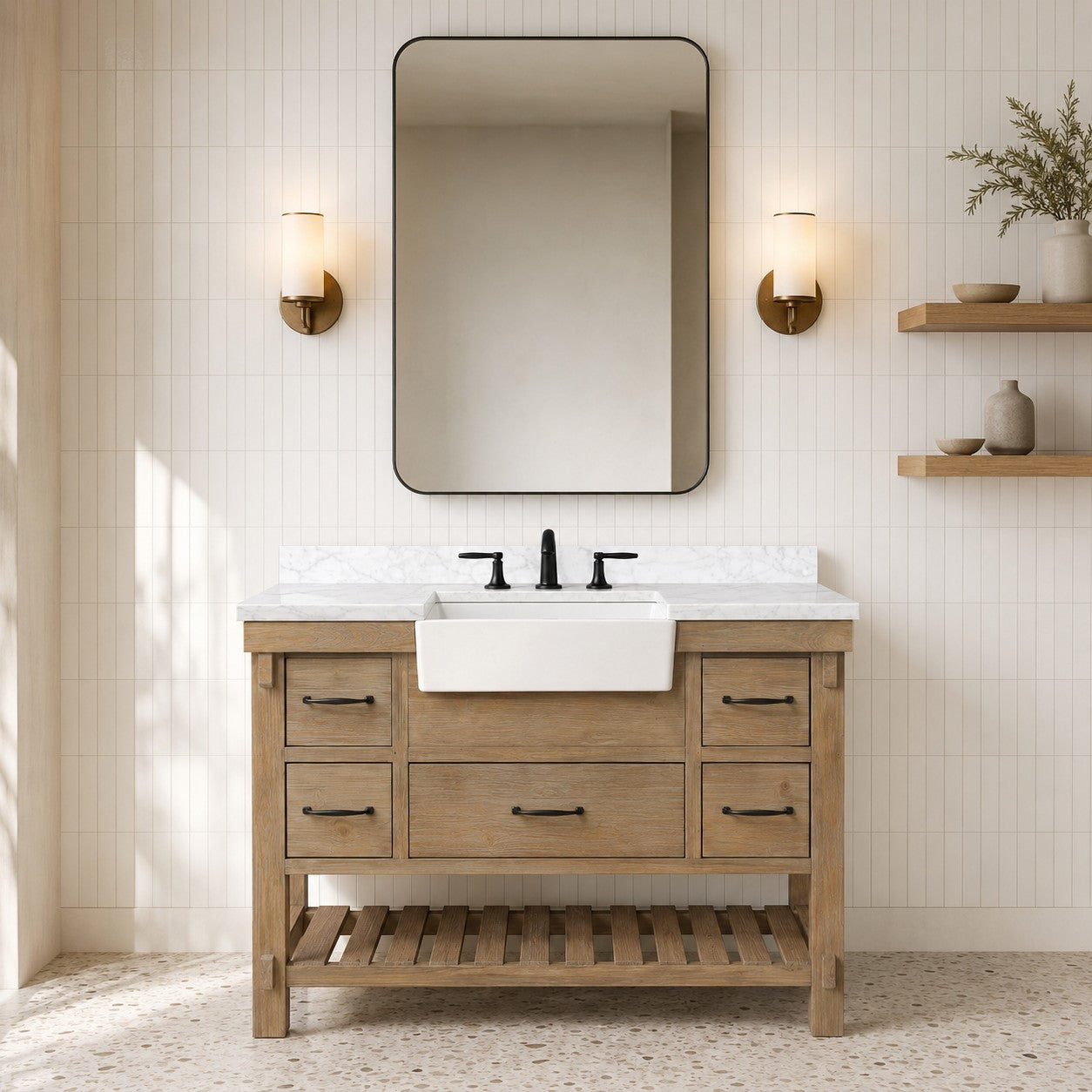Ari Kitchen & Bath Marina 48 Inch Bathroom Vanity Weathered Fir in the ...