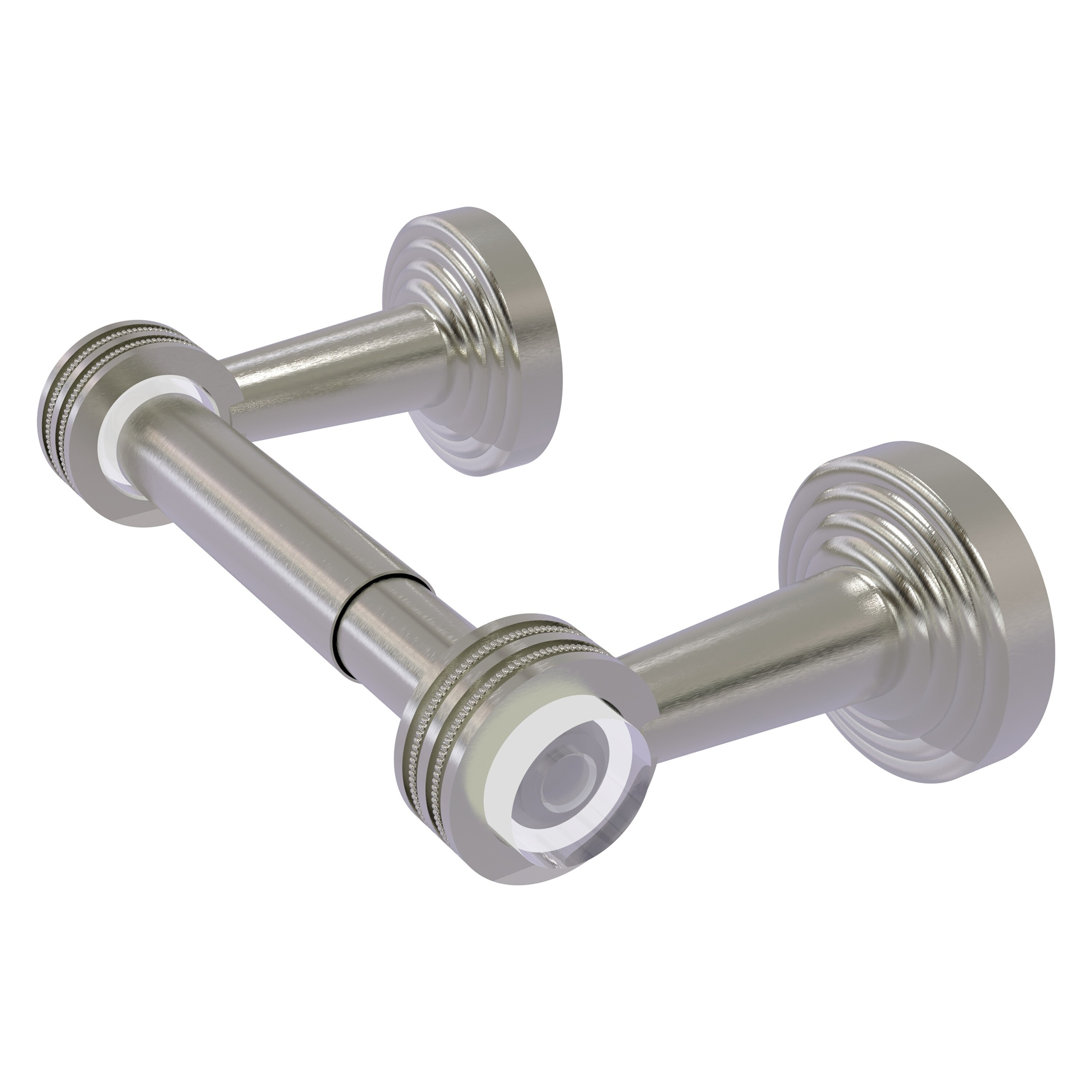 Allied Brass PB-24D-SN Pacific Beach Satin Nickel Wall mount Double post Toilet Paper Holder 1 -Rolls with Storage