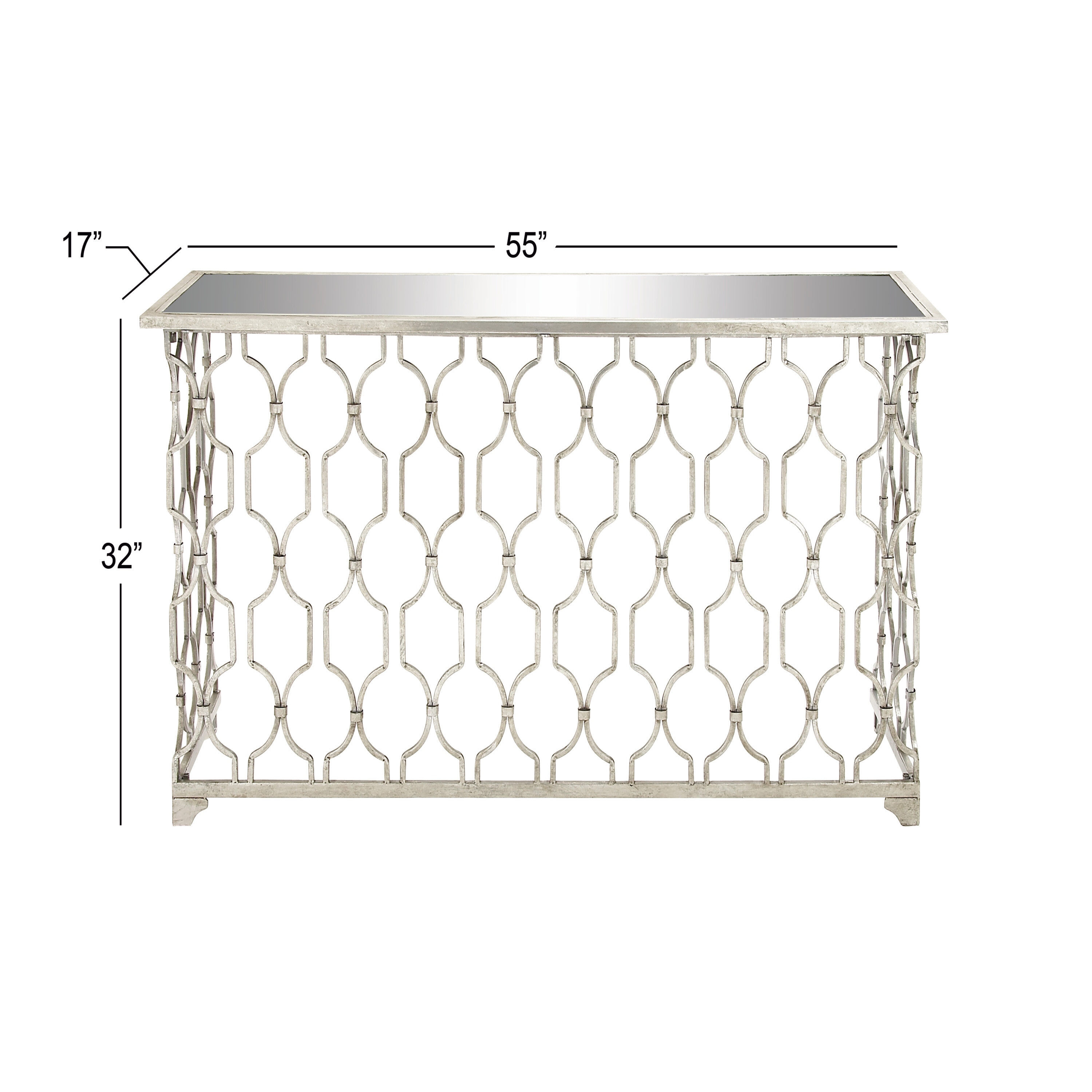 Grayson Lane Modern Silver with Mirrored Glass Top Console Table at ...