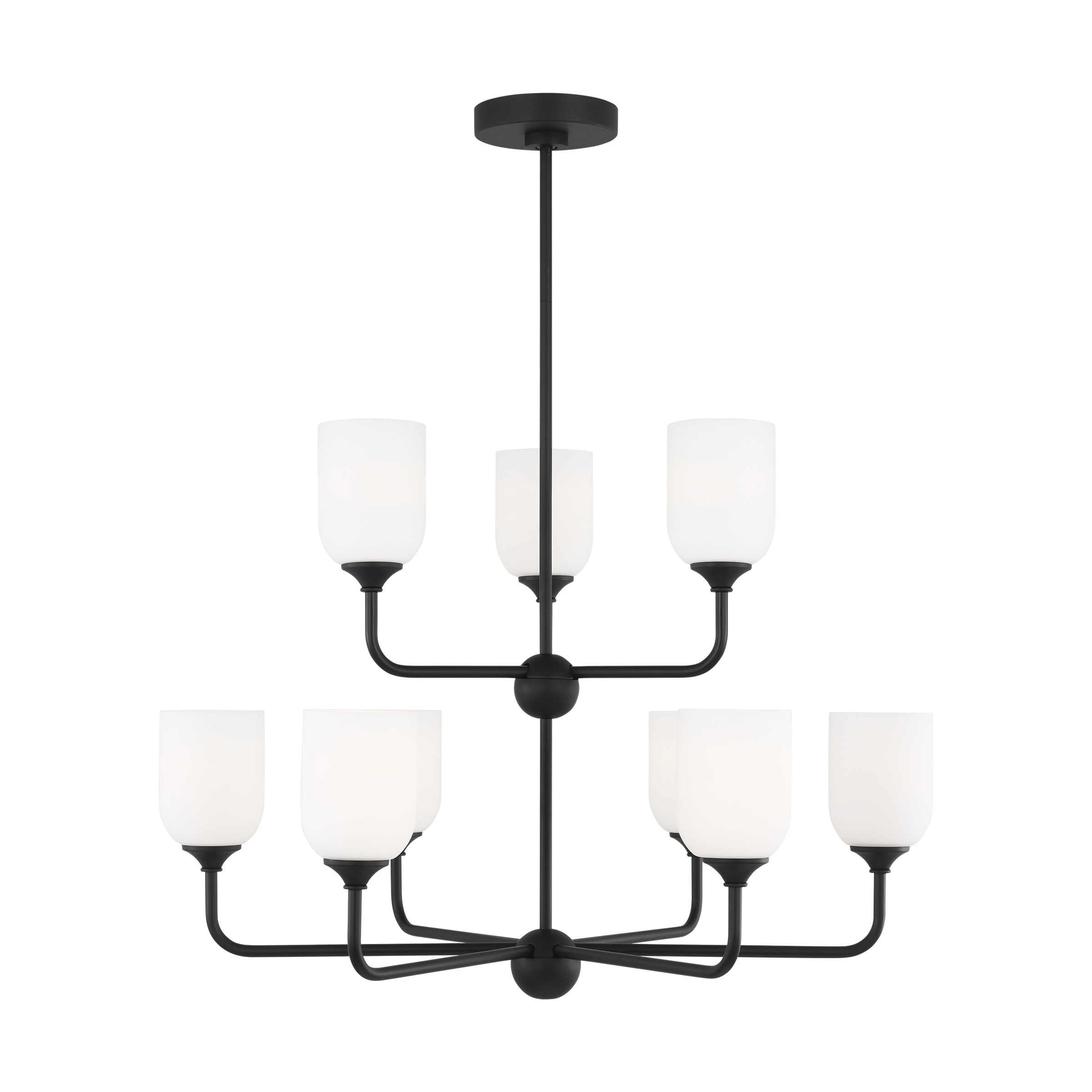 Generation Lighting GLC1109MBK Emile 9 -Light Black Traditional For Use in Dining Rooms, Foyers, Living Rooms Chandelier