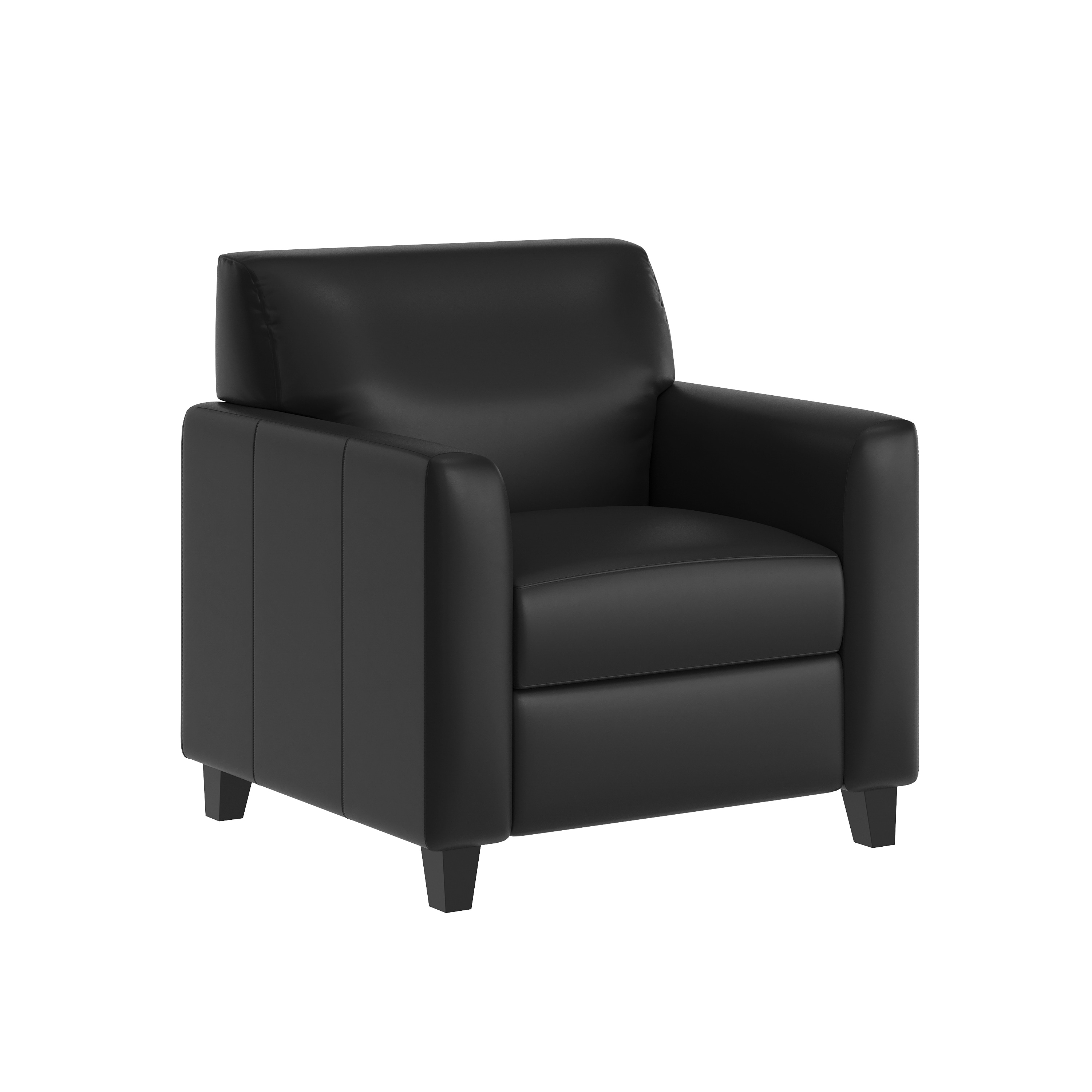 Flash Furniture 196861199417 Agent Black LeatherSoft Reception Chair with Right Side Charging Bank; Includes 2 Outlets; 2USB Ports; 1 USB-C Port; Solid Wood Legs