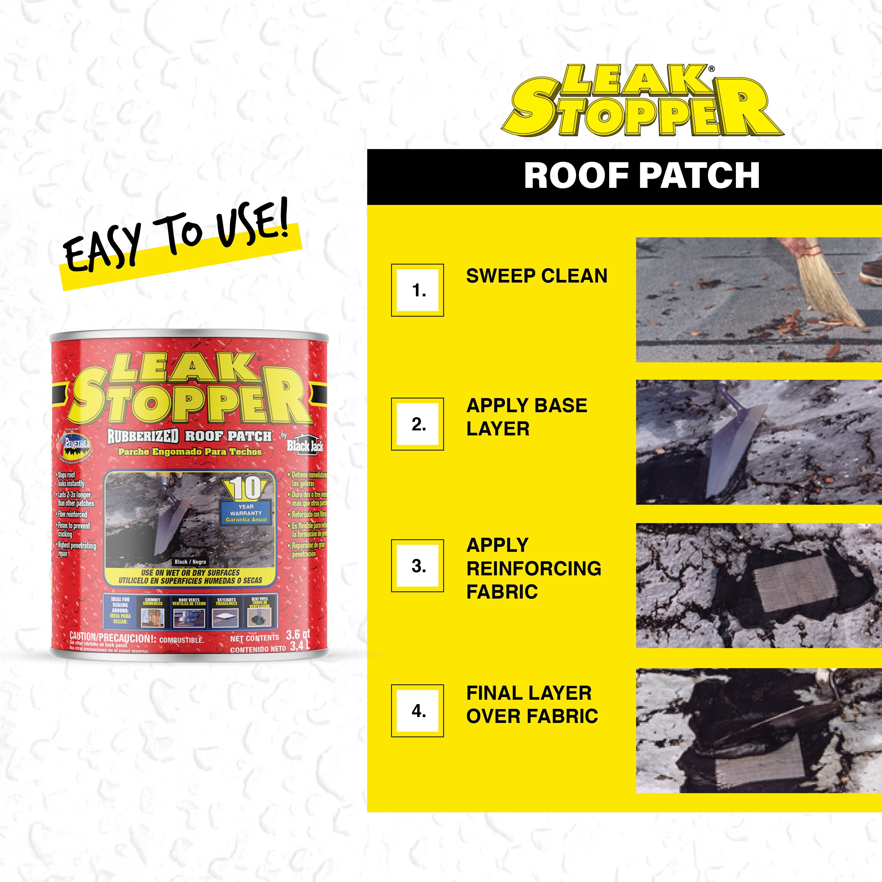 LEAK STOPPER 3.6-quart Fibered Waterproof Cement Roof Sealant in