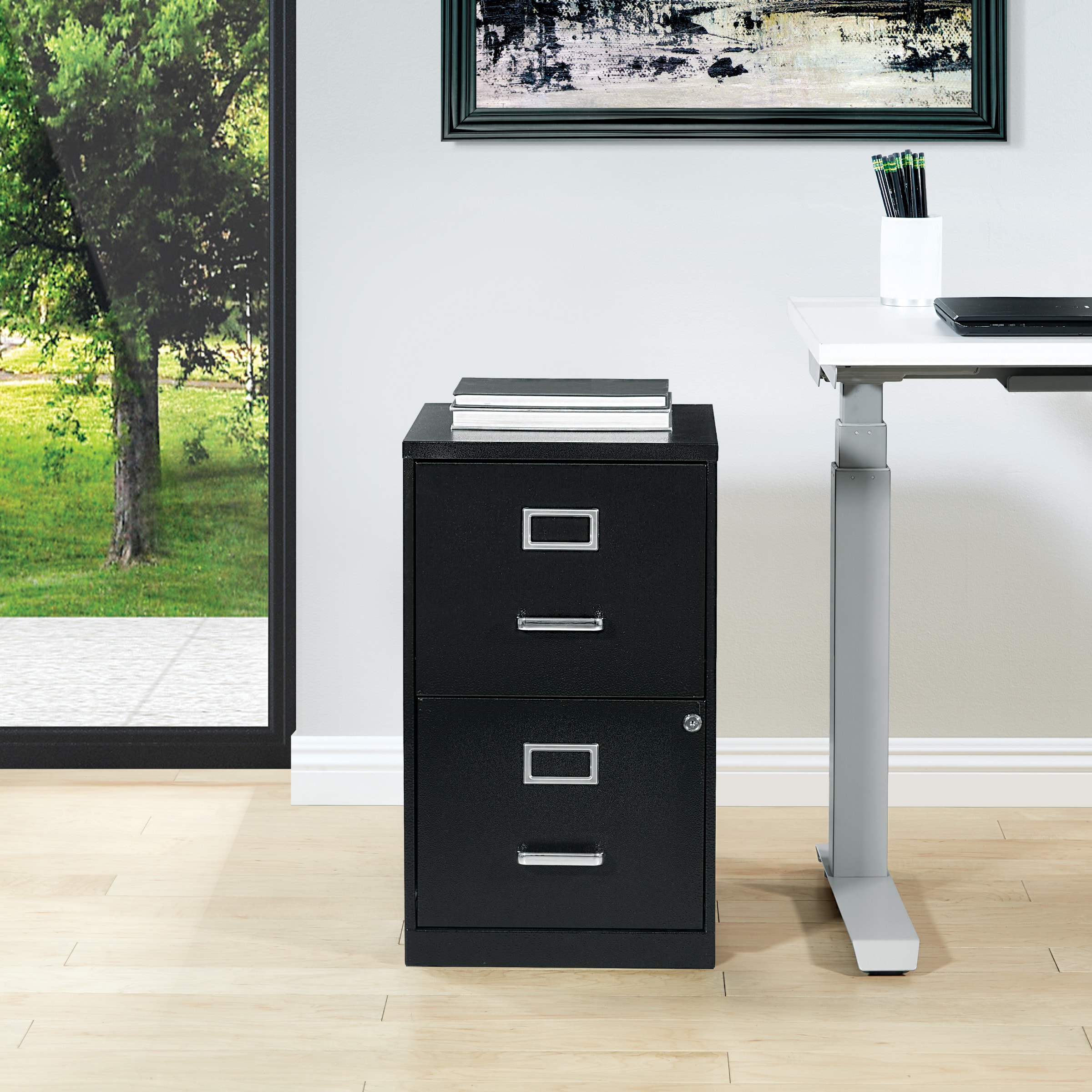 Office Star Products CF2DR-T3 Metal Black 2 -Drawer 14.25-in File Cabinet
