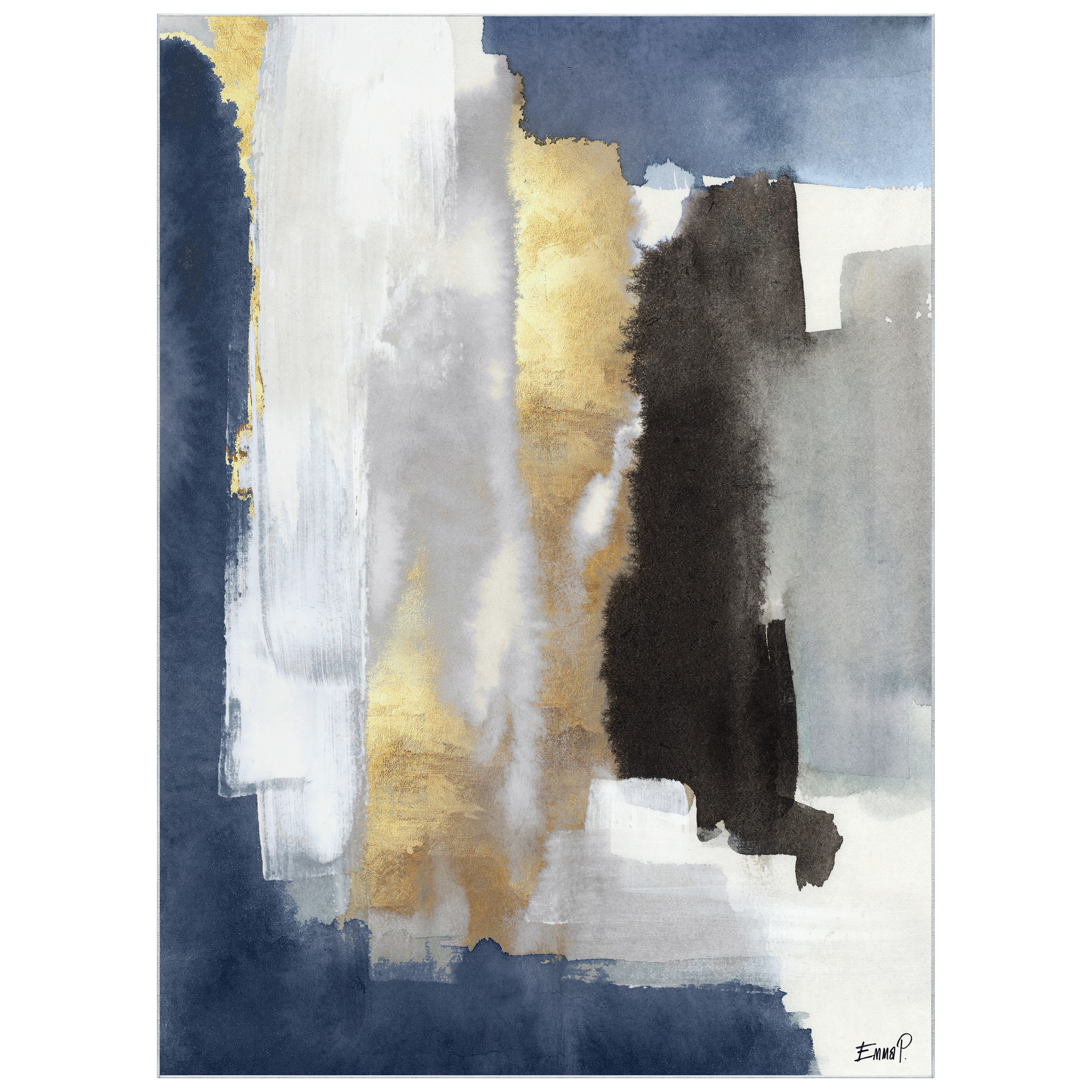 Empire Art Direct TDA-PI100-0810C2 8 x 10 (ft) Multi-Colored, Blue, Gold, Black, Gray Rectangular Indoor Abstract Pet Friendly Area rug