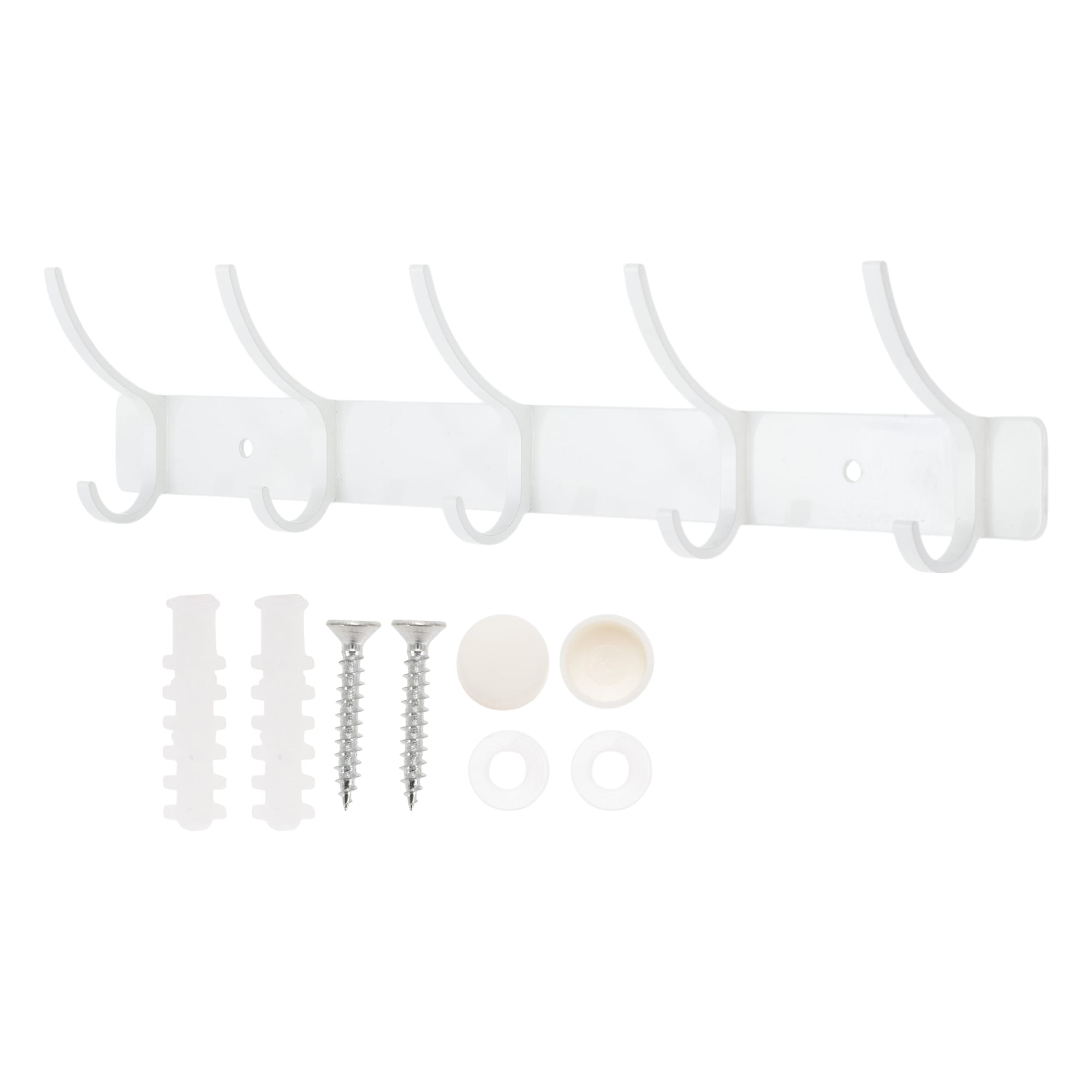 Unique Bargains Coat Rack Wall Mount Coat Hooks Wall Mount Wall Hooks for Hanging Hat Rack with 5 Hook for Wall Towel Hooks for Bathrooms White