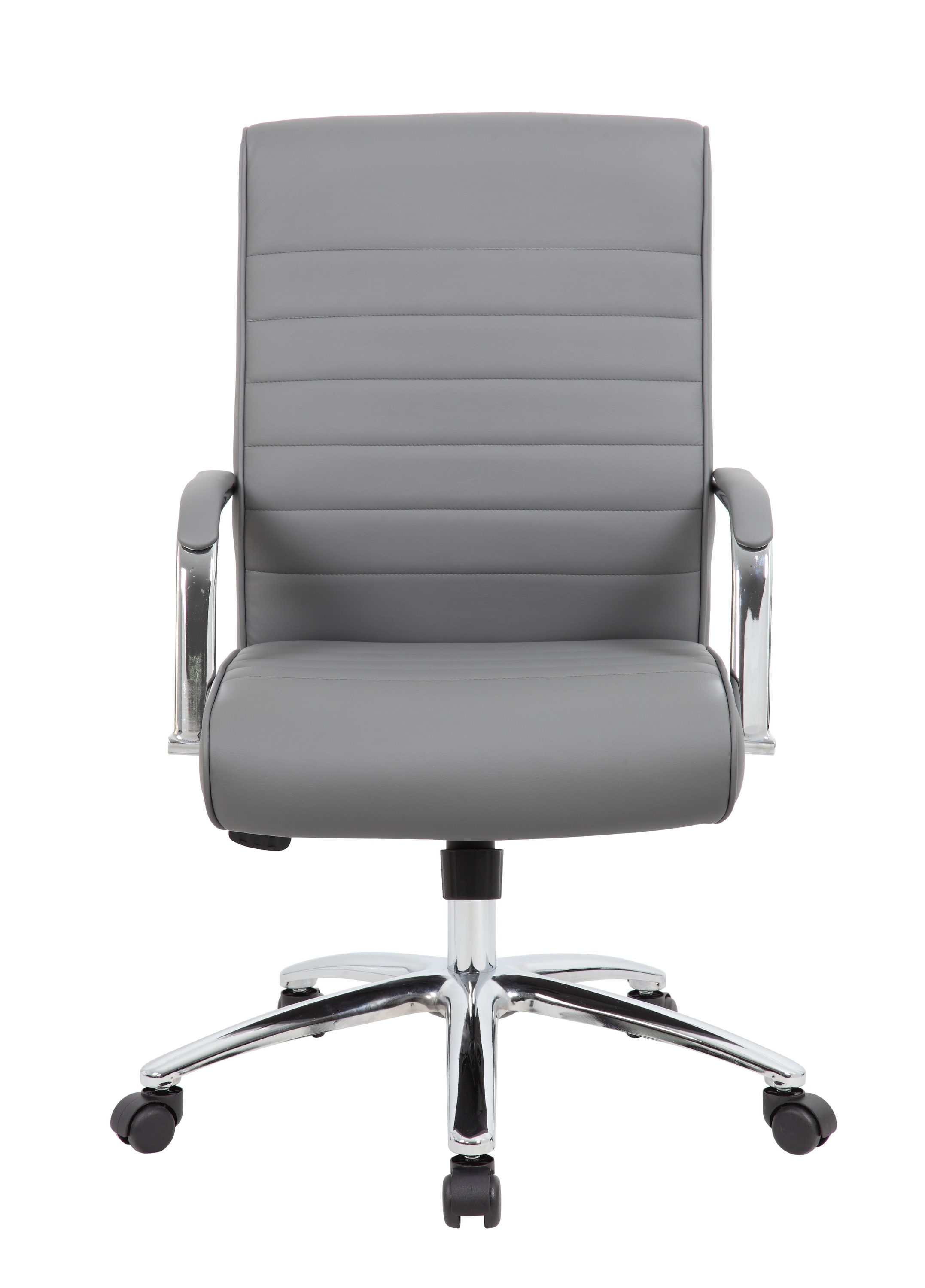 Modern Executive Ergonomic Swivel Chair in Ribbed Gray Vinyl