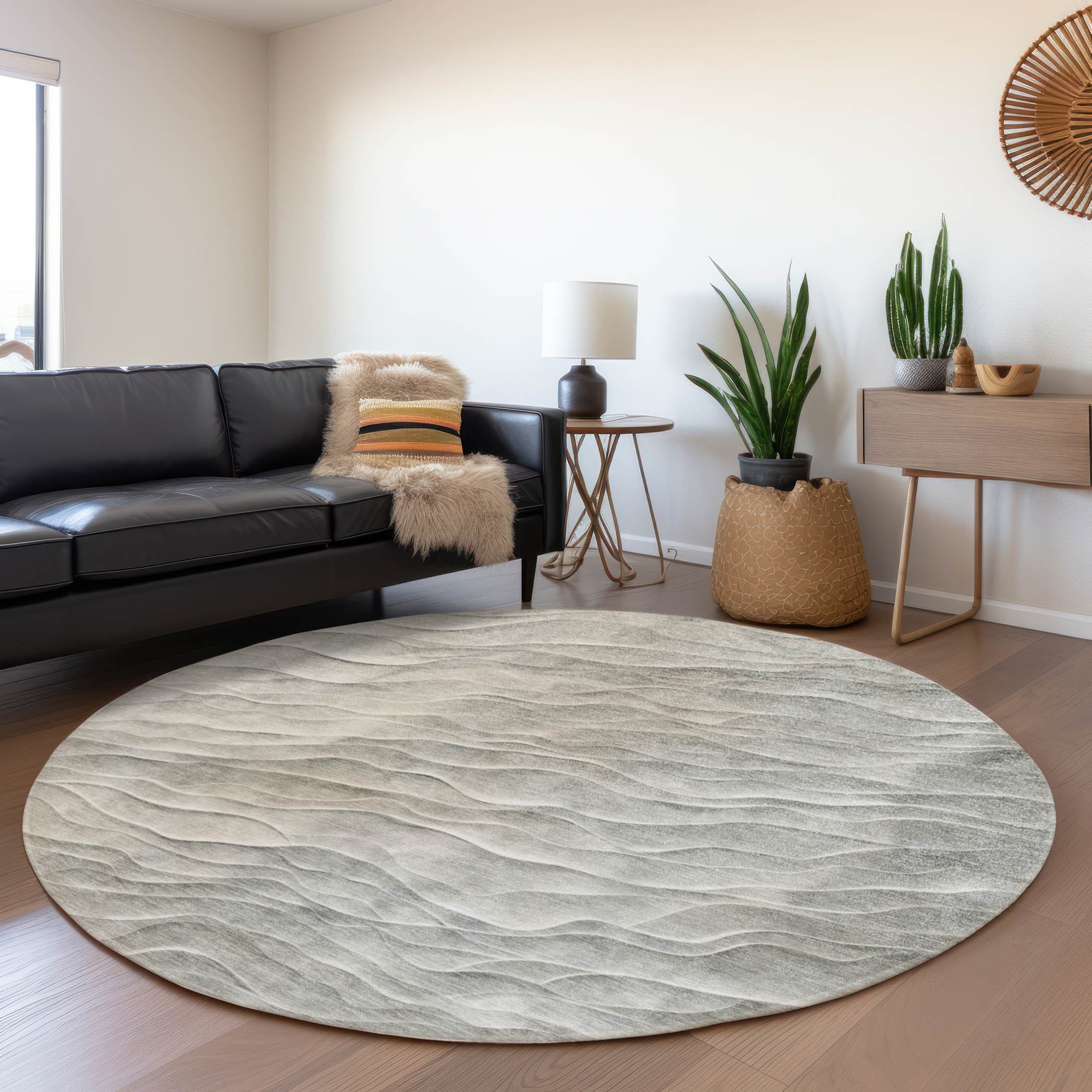 Addison Rugs ACN1617TP8RO Chantille ACN1617TP 8 x 8 (ft) Polyester Taupe Round Indoor/Outdoor Geometric Machine washable Area rug