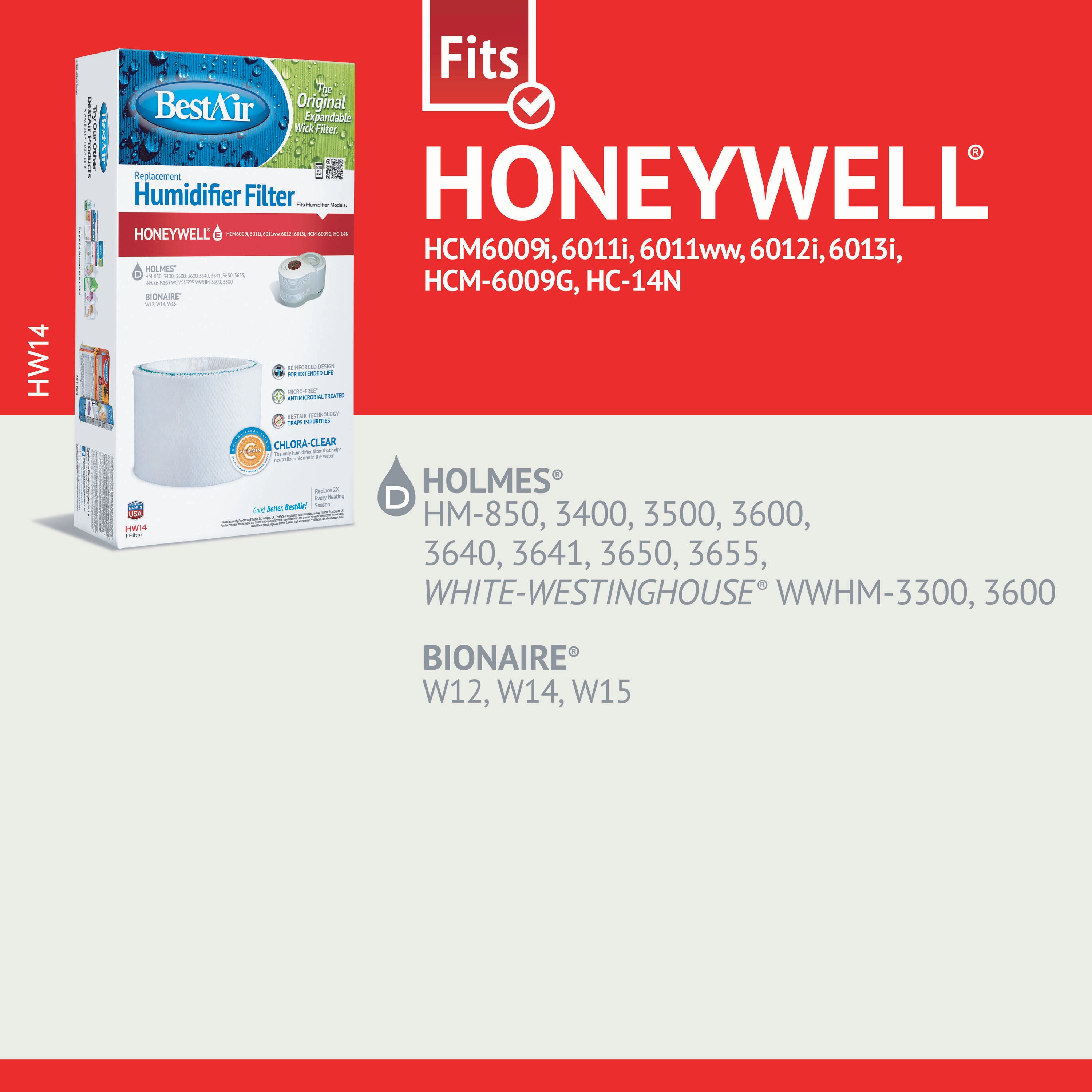 BestAir HW14 Humidifier-Replacement-Filters - View #3