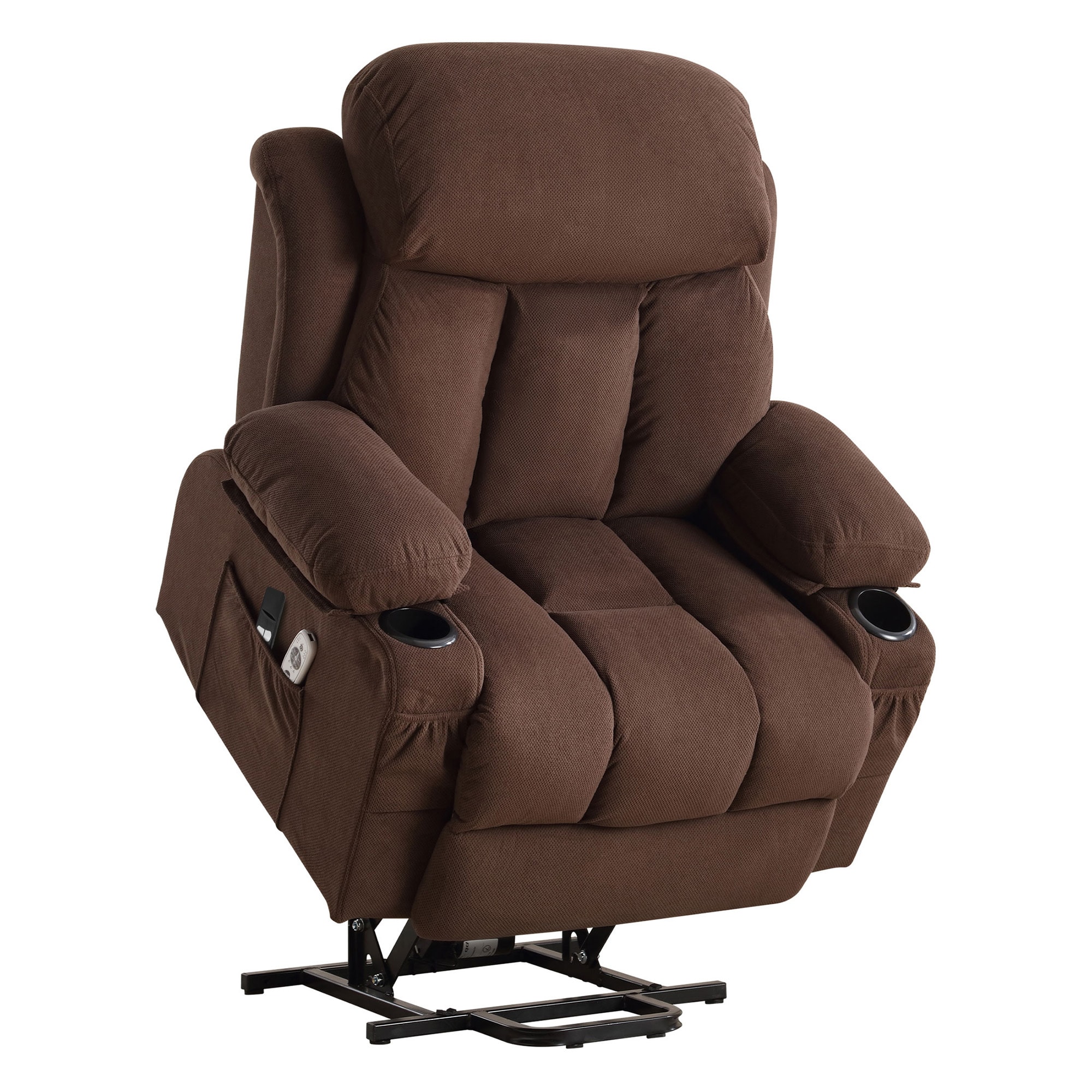 Sumyeg BJC-WF-JW00423001 Power Lift Recliner Chair Brown Velvet Upholstered Powered Reclining Massage chair with Lift Assistance