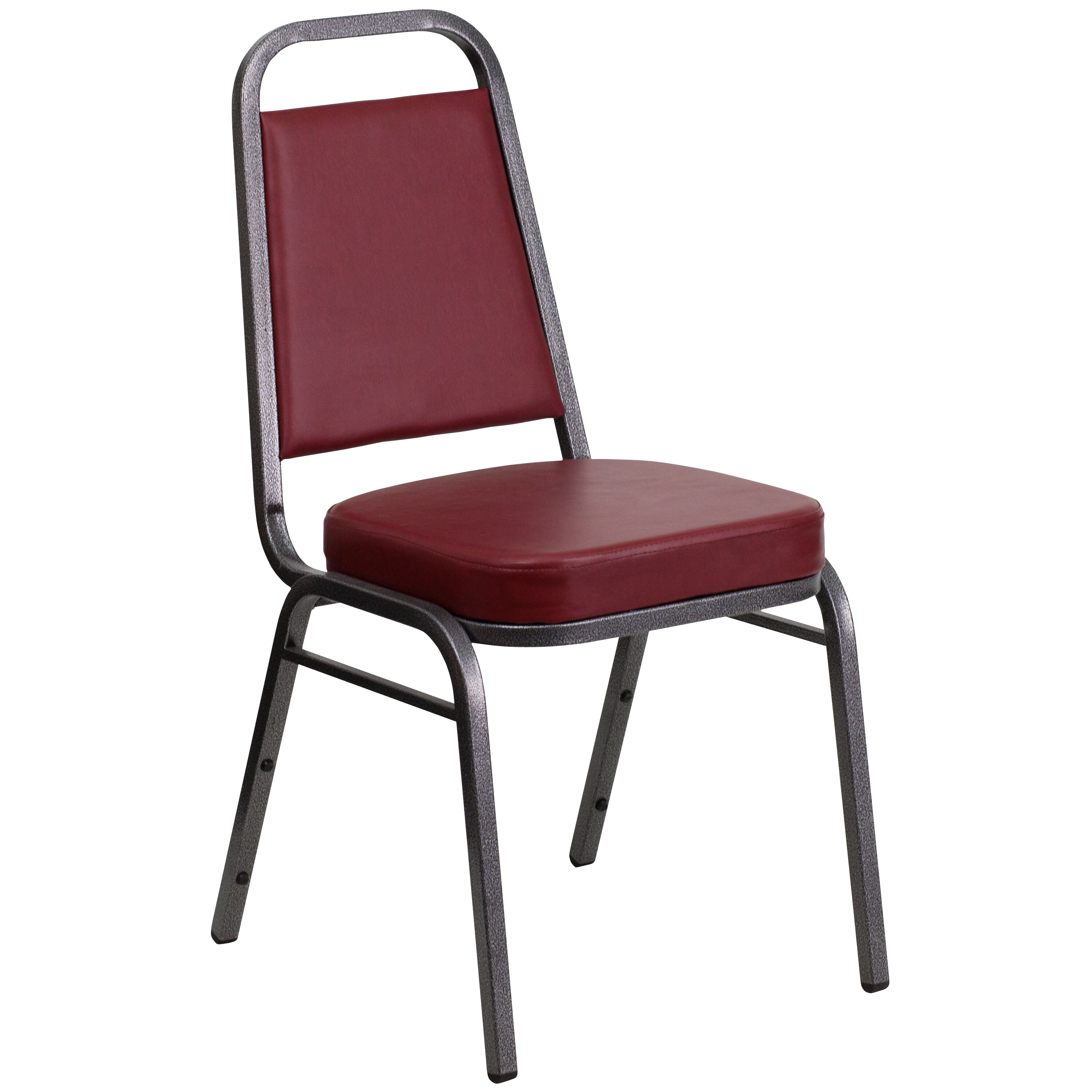 Flash Furniture HERCULES Series Trapezoidal Back Stacking Banquet Chair in Burgundy Patterned Fabric Gold Frame 