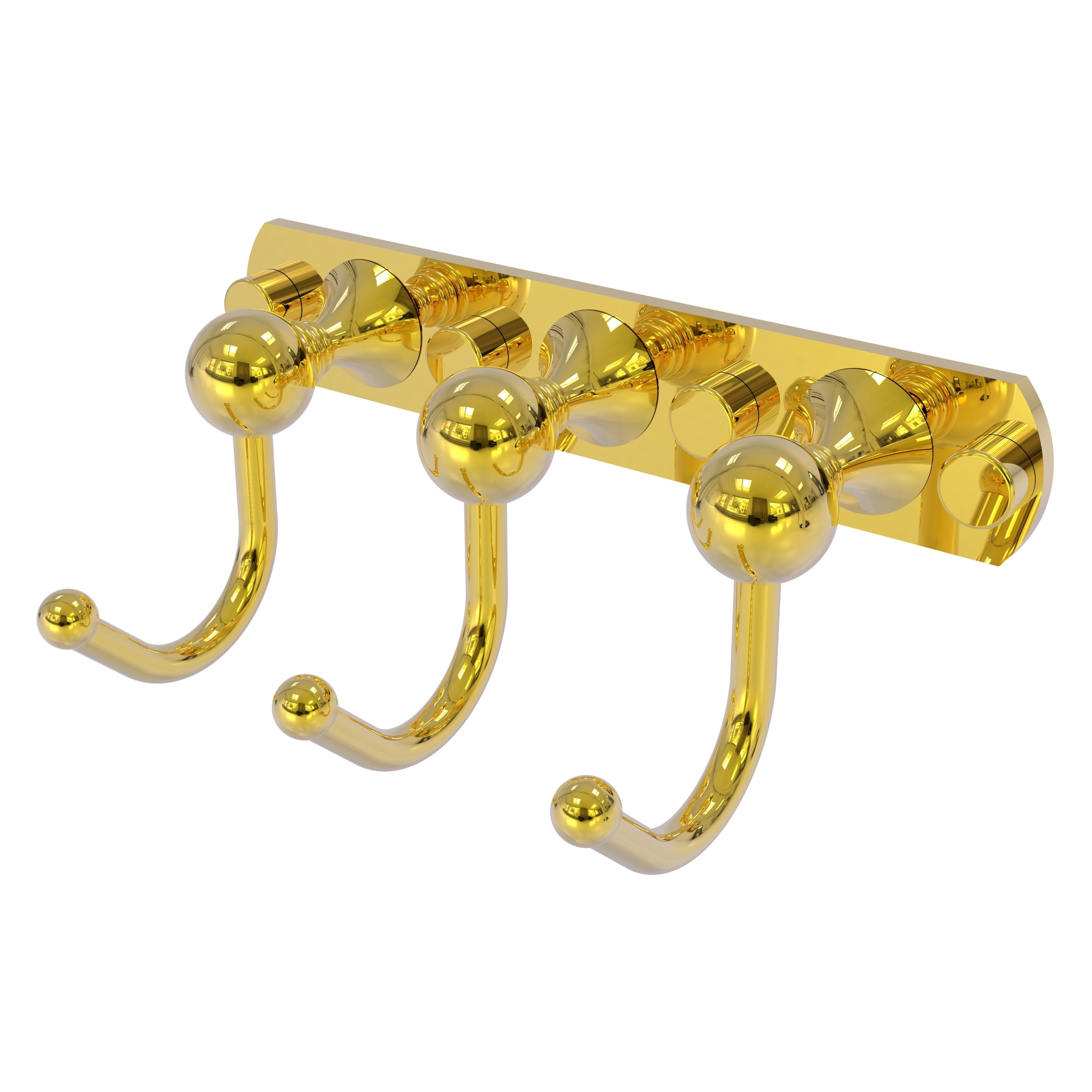 Allied Brass SL-20-3-PB Shadwell Polished Brass Triple -Hook Wall mount Towel Hook
