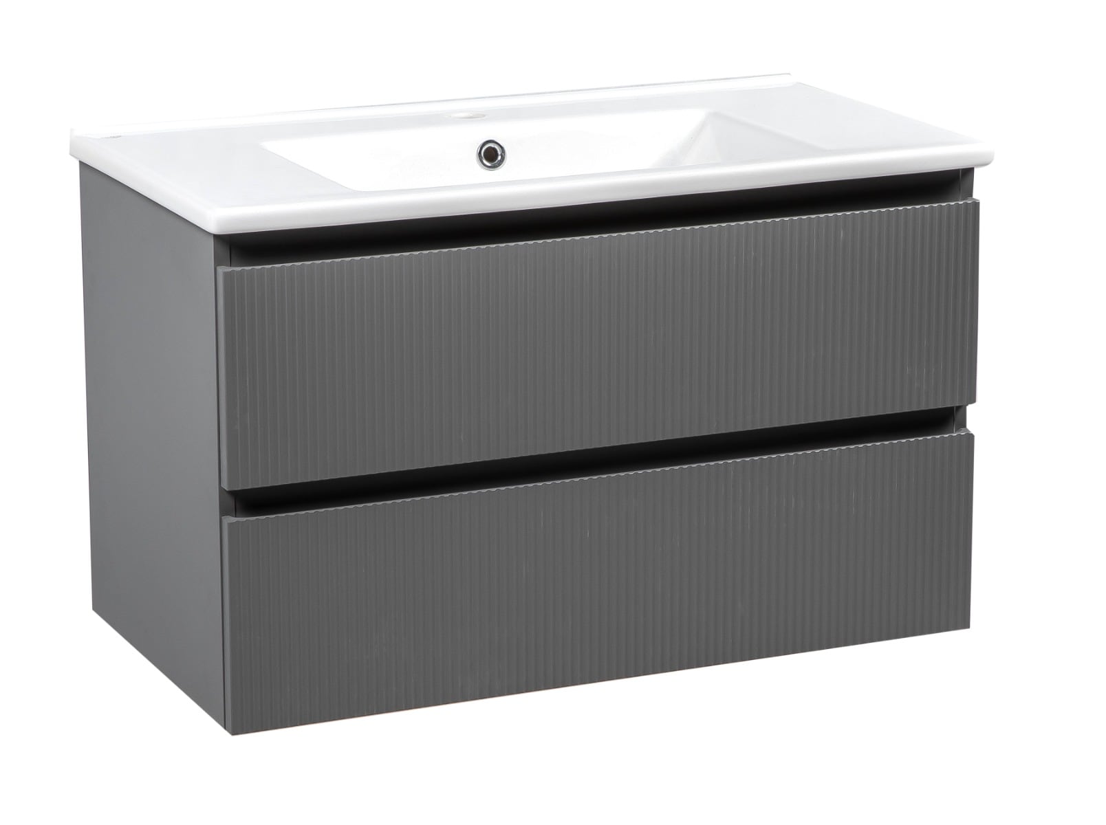 Bath Oasis Modern Wall-Mounted Bathroom Vanity with Washbasin - Edison Gray Matte Collection - Non-Toxic Fire-Resist GM MDF-32-Diamond Collection 40