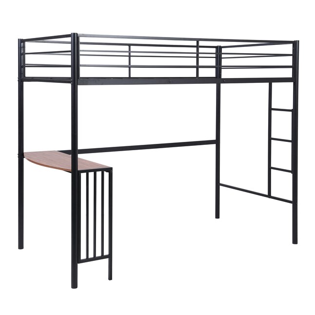 Casainc Bunk Bed Black Twin Loft, Twin Bed Frame With Desk Underneath