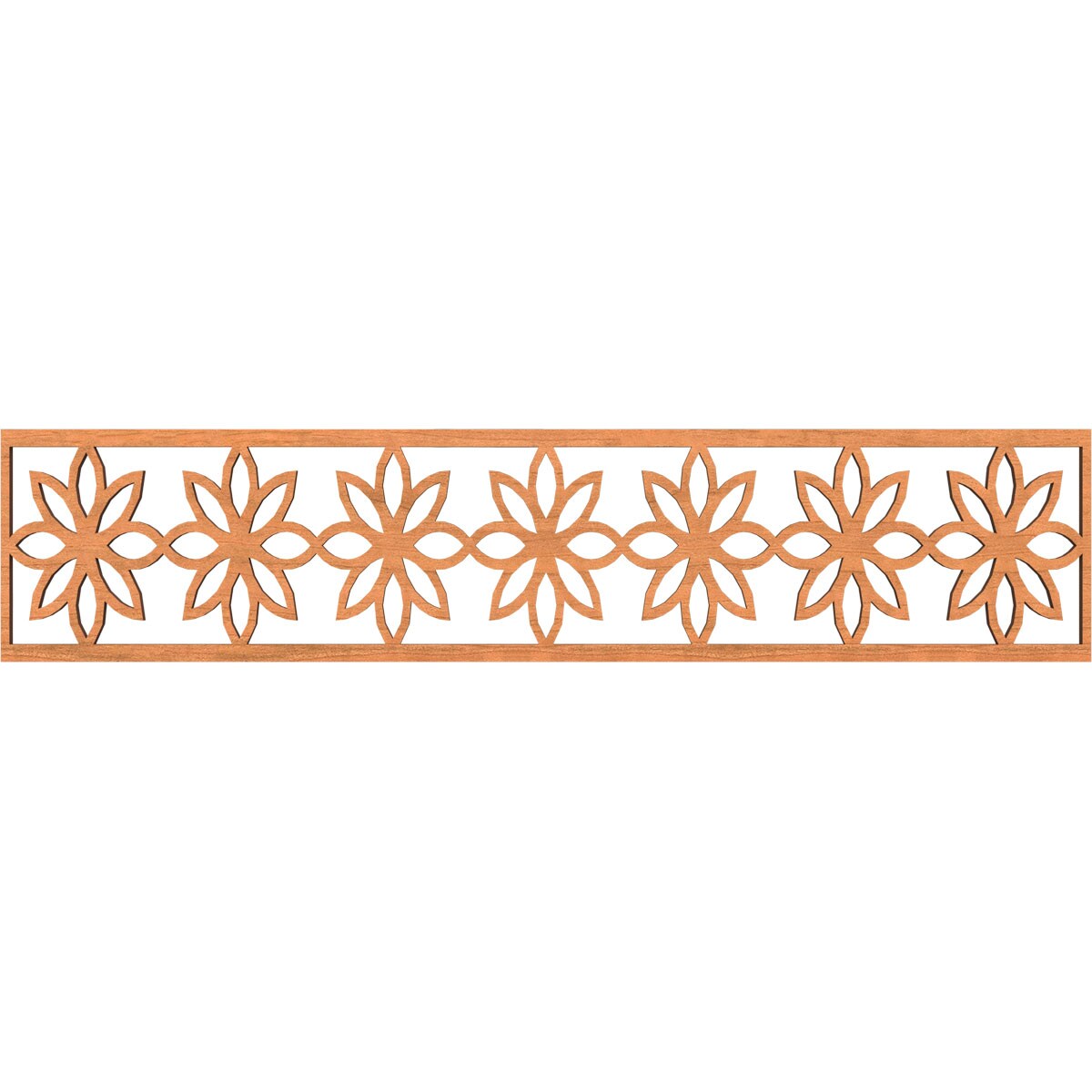 Ekena Millwork MLDB10X46DASCH Daisy Fretwork Flat Trim 10-in x 3.9-ft Cherry Brown Unfinished 2156425 Pierced Wall Panel Moulding