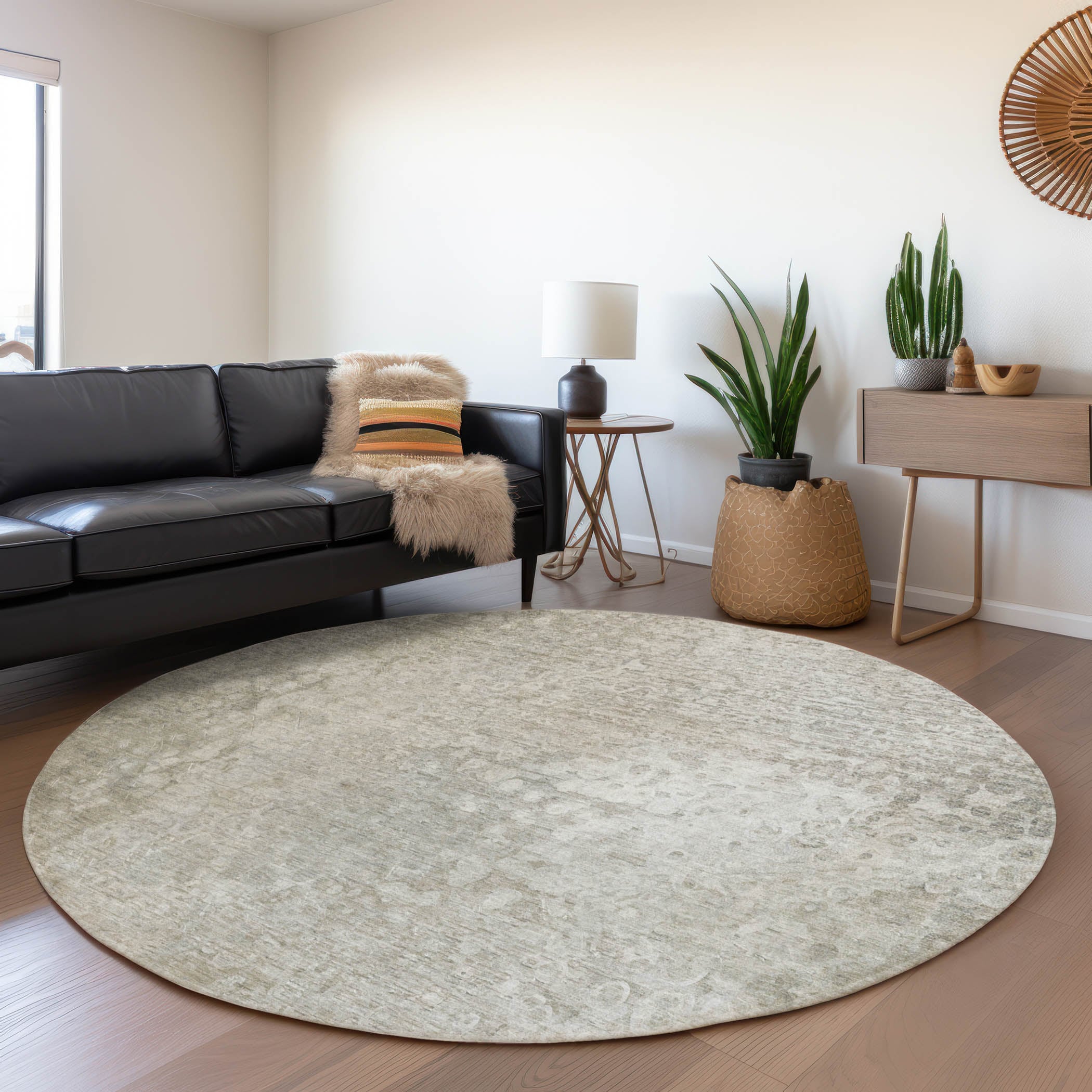 Addison Rugs ACN565BG8RO Chantille ACN565BG 8 x 8 (ft) Polyester Beige Round Indoor/Outdoor Abstract Machine washable Area rug