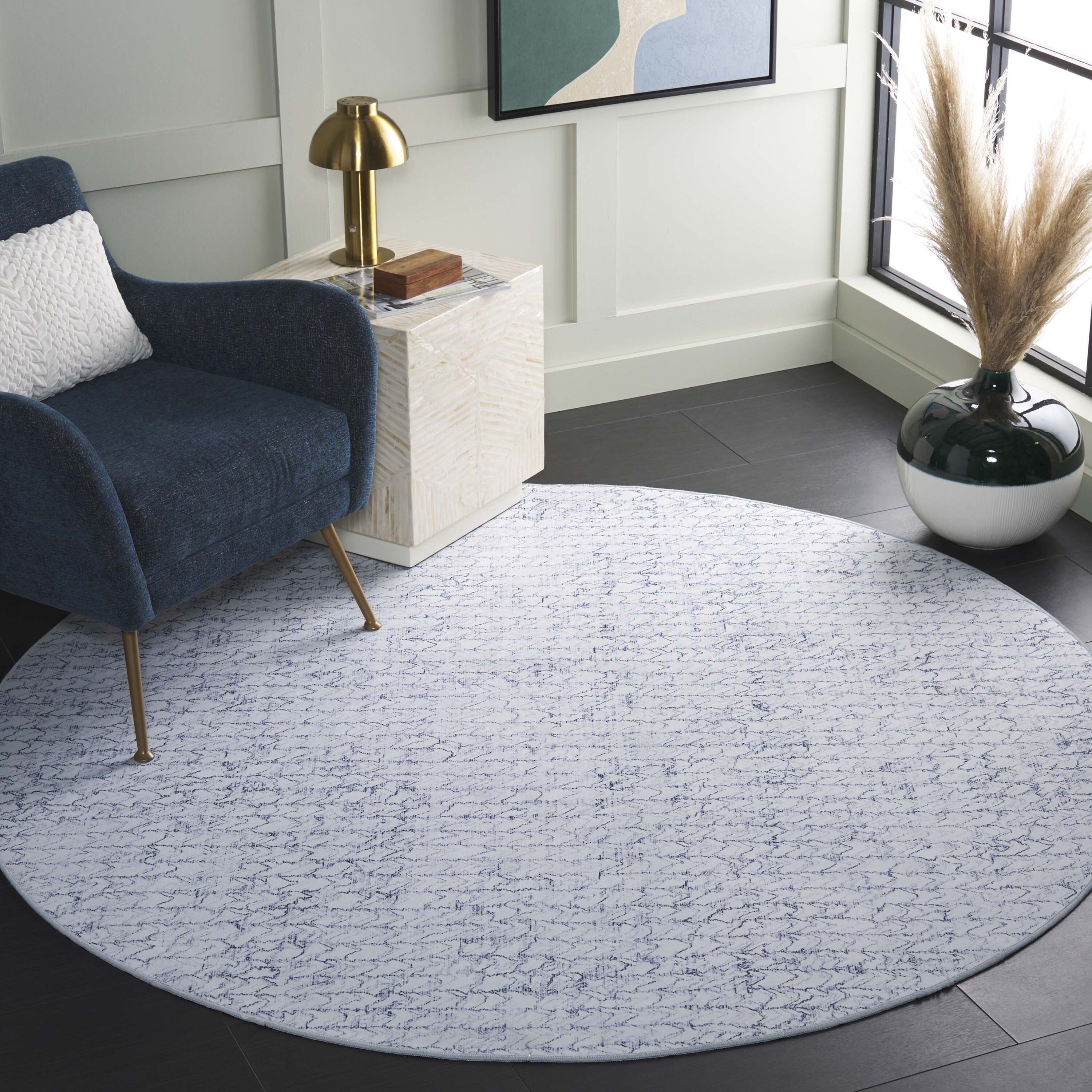 Tacoma 901F Grey Blue 6ft x 6ft Contemporary Rug