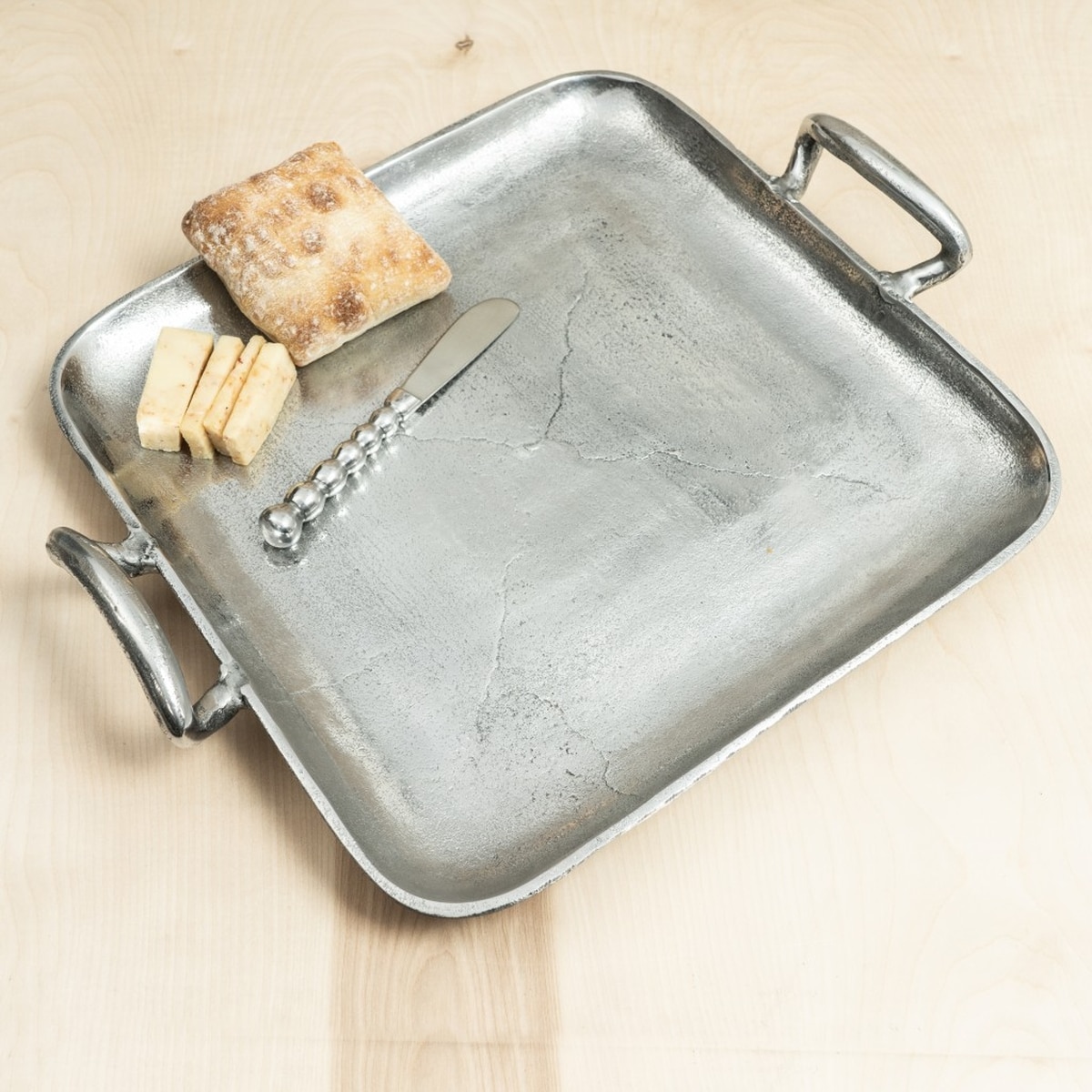 HomeRoots 4000388578 3-in x 14-in Silver Square Serving Tray