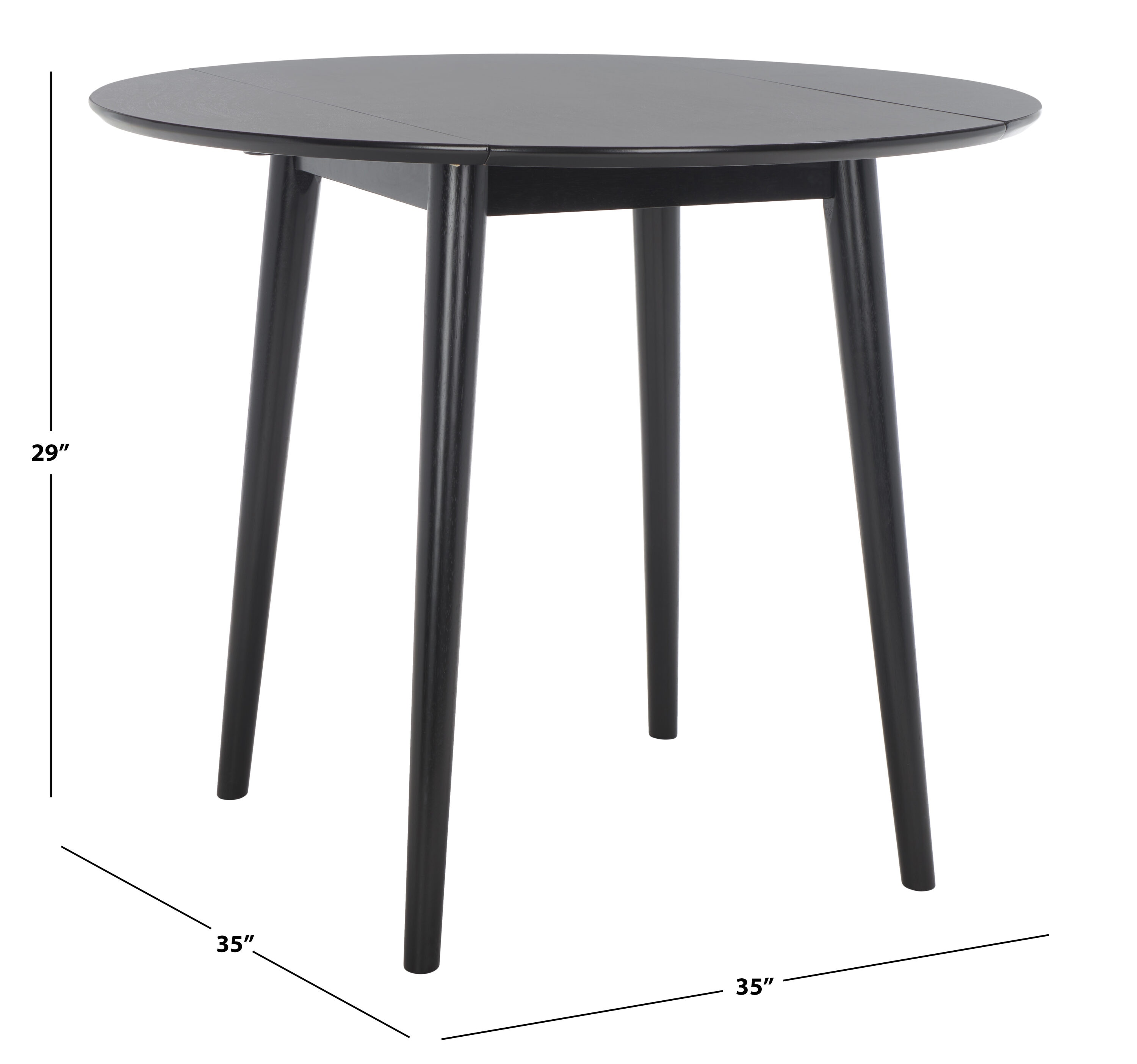 Lovell 35" Black Wood Folding Round Dining Table