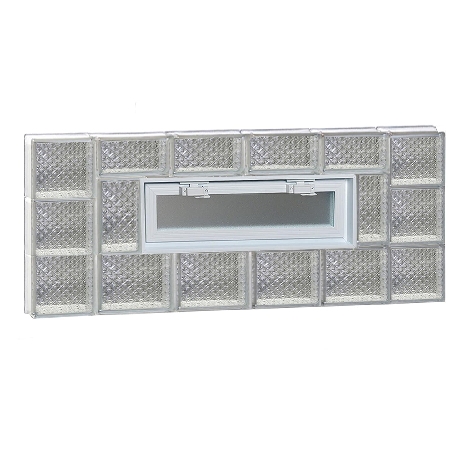 REDI2SET V4418DP Diamond Glass 42-1/2-in x 17-1/4-in Frameless Replacement Vented Glass Block Window
